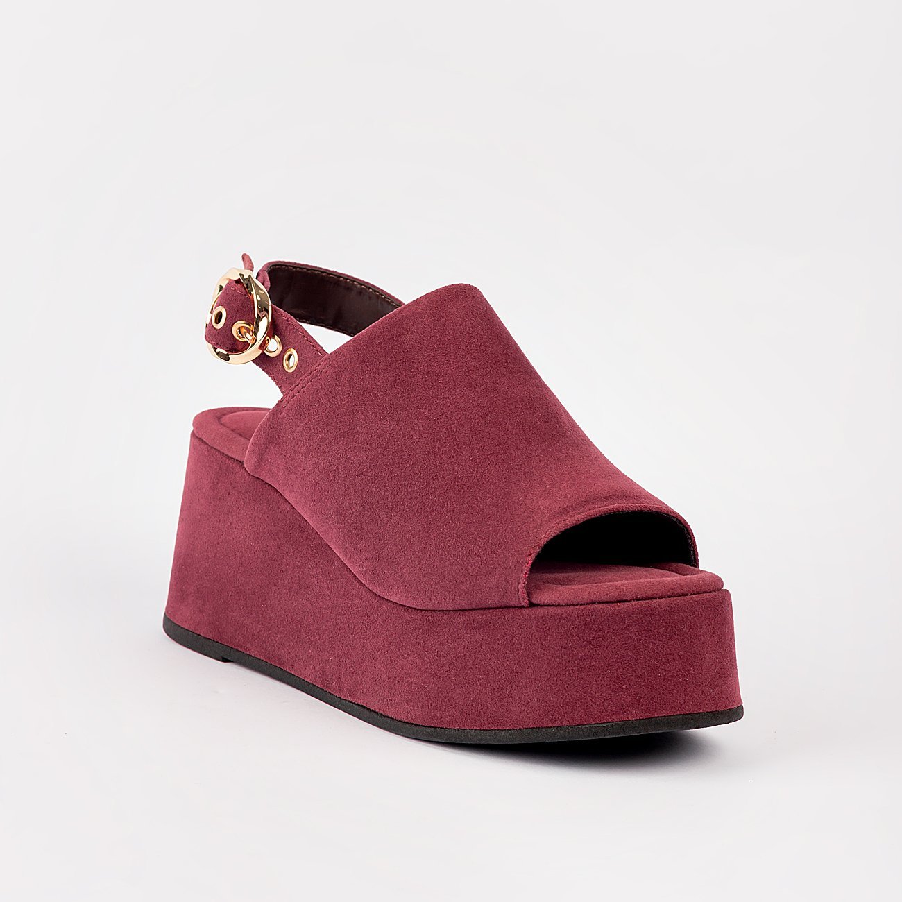 Sandália Platafotma Média Livia Mid Camurça Giulia Bardo Vermelho 2