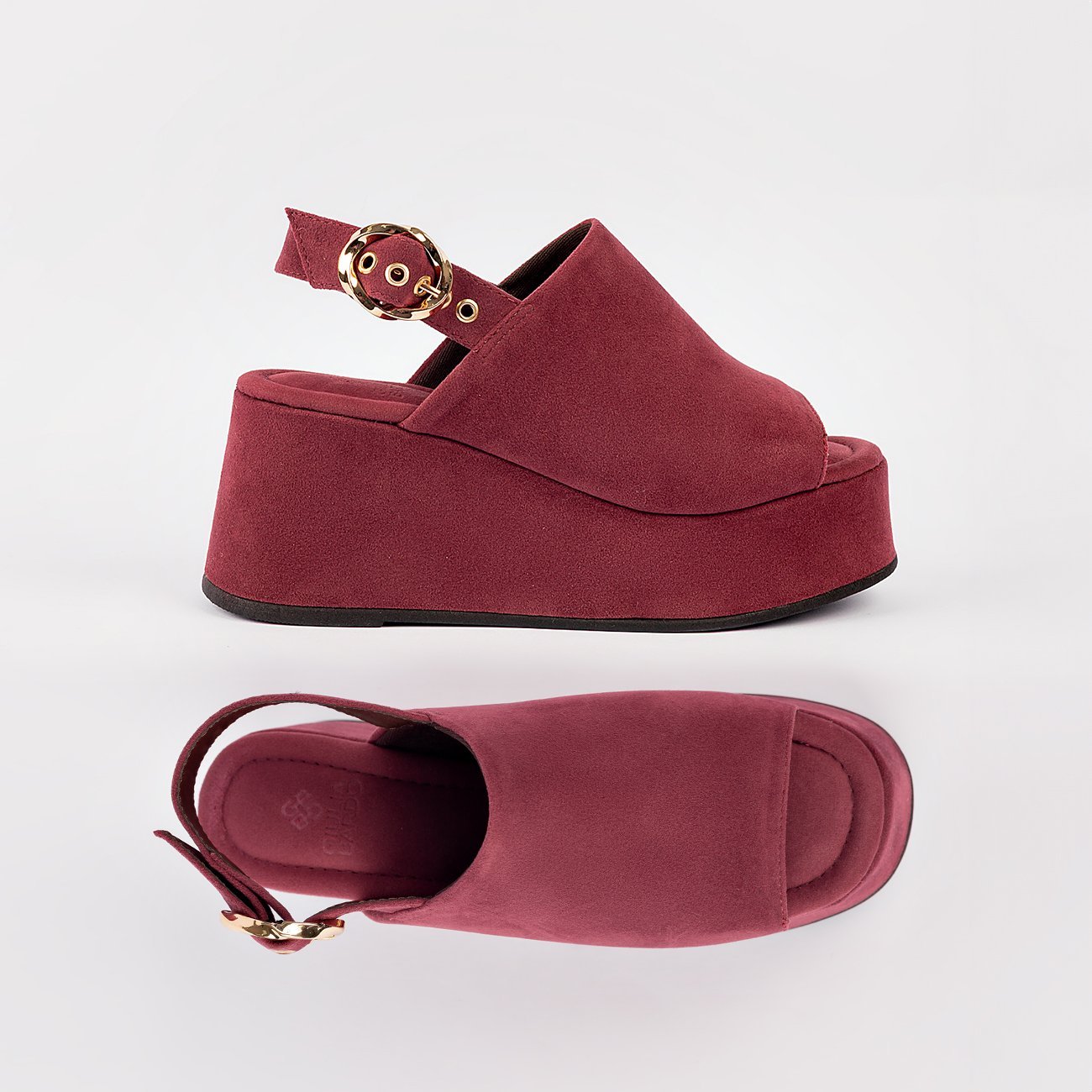 Sandália Platafotma Média Livia Mid Camurça Giulia Bardo Vermelho 7