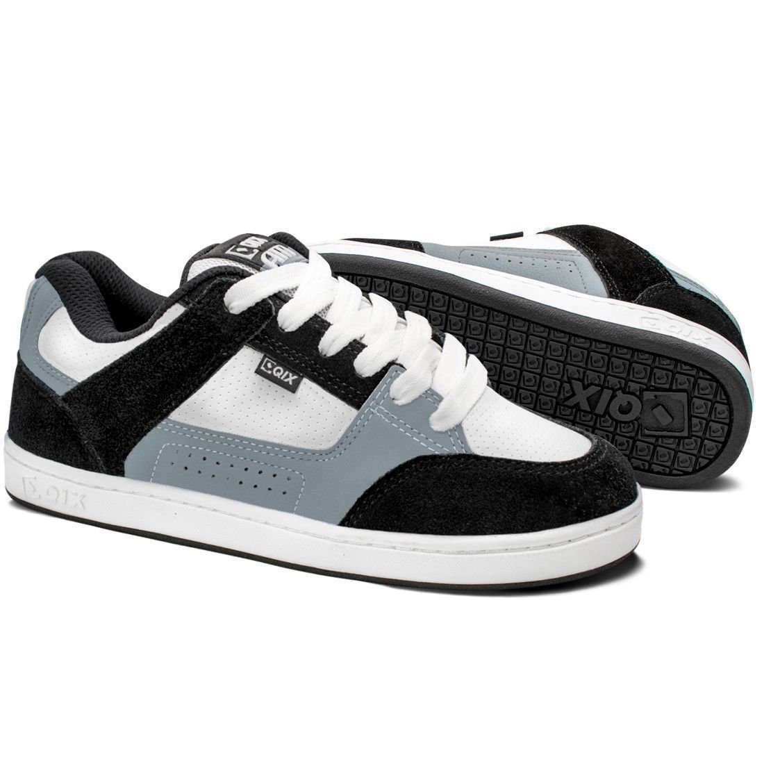 Tênis Qix Skate Retrô AM Preto Cinza Branco Preto 2