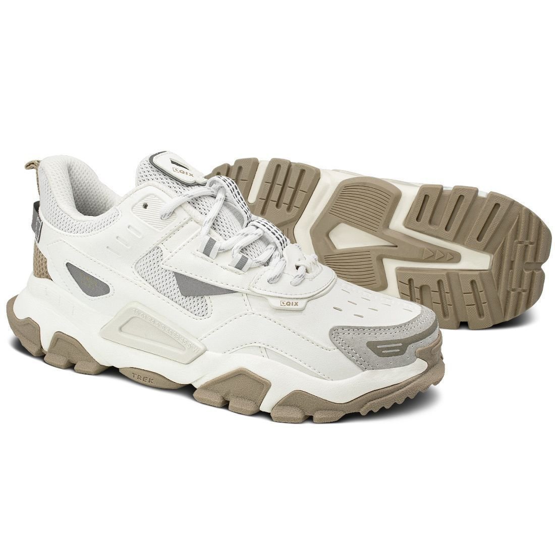 Tênis Qix Trek Unissex Sintético | Branco Rato Branco 2