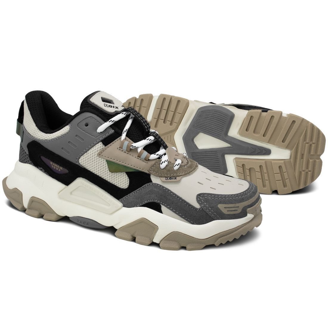 Tênis Qix Trek Unissex Sintético | Bege Grafite Bege 2