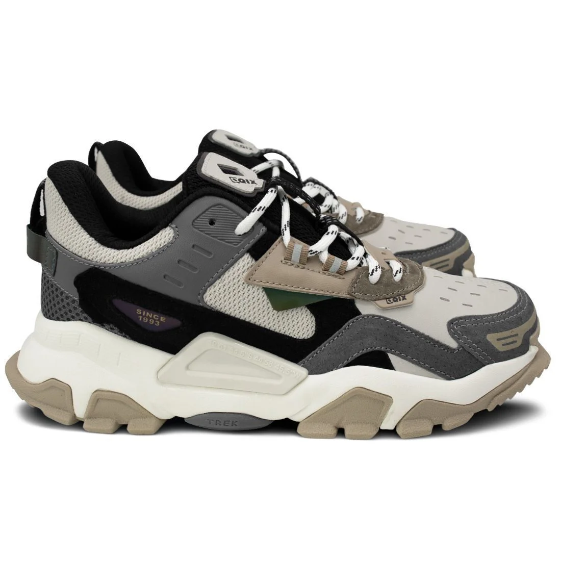 Tênis Qix Trek Unissex Sintético | Bege Grafite Bege 3