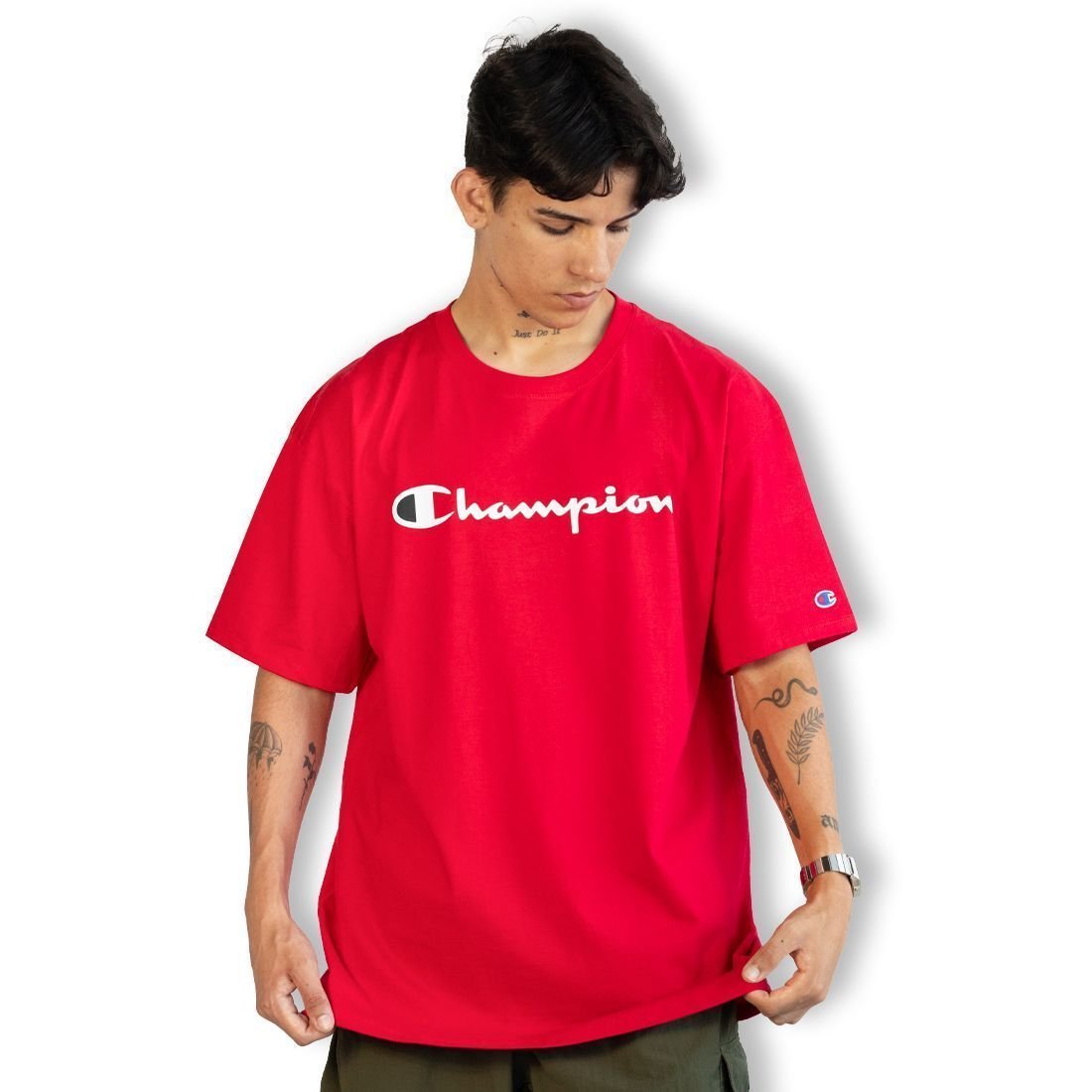 Camiseta Champion Logo Script Red Scarlet