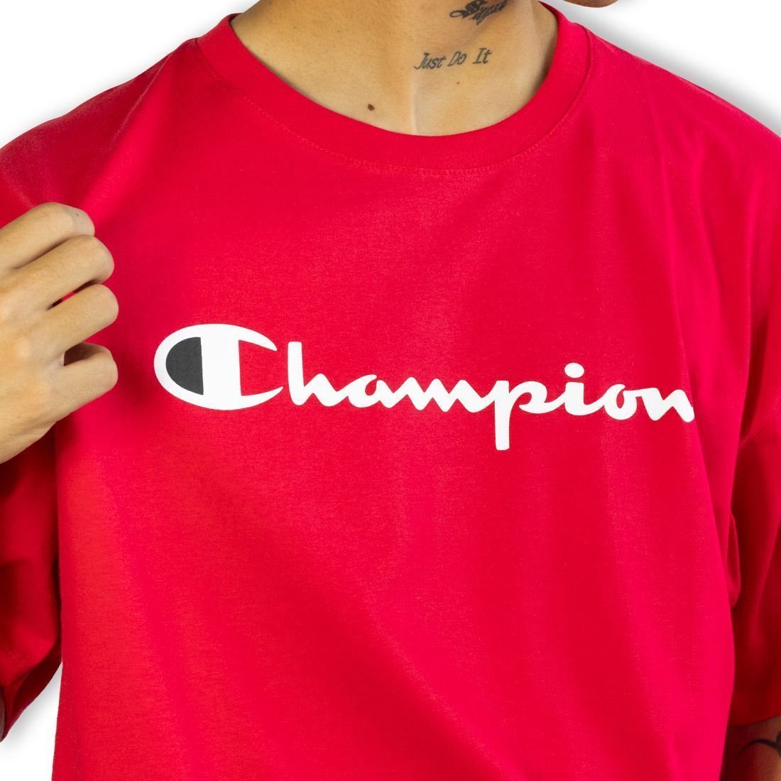 Camiseta Champion Logo Script Red Scarlet Branco 3