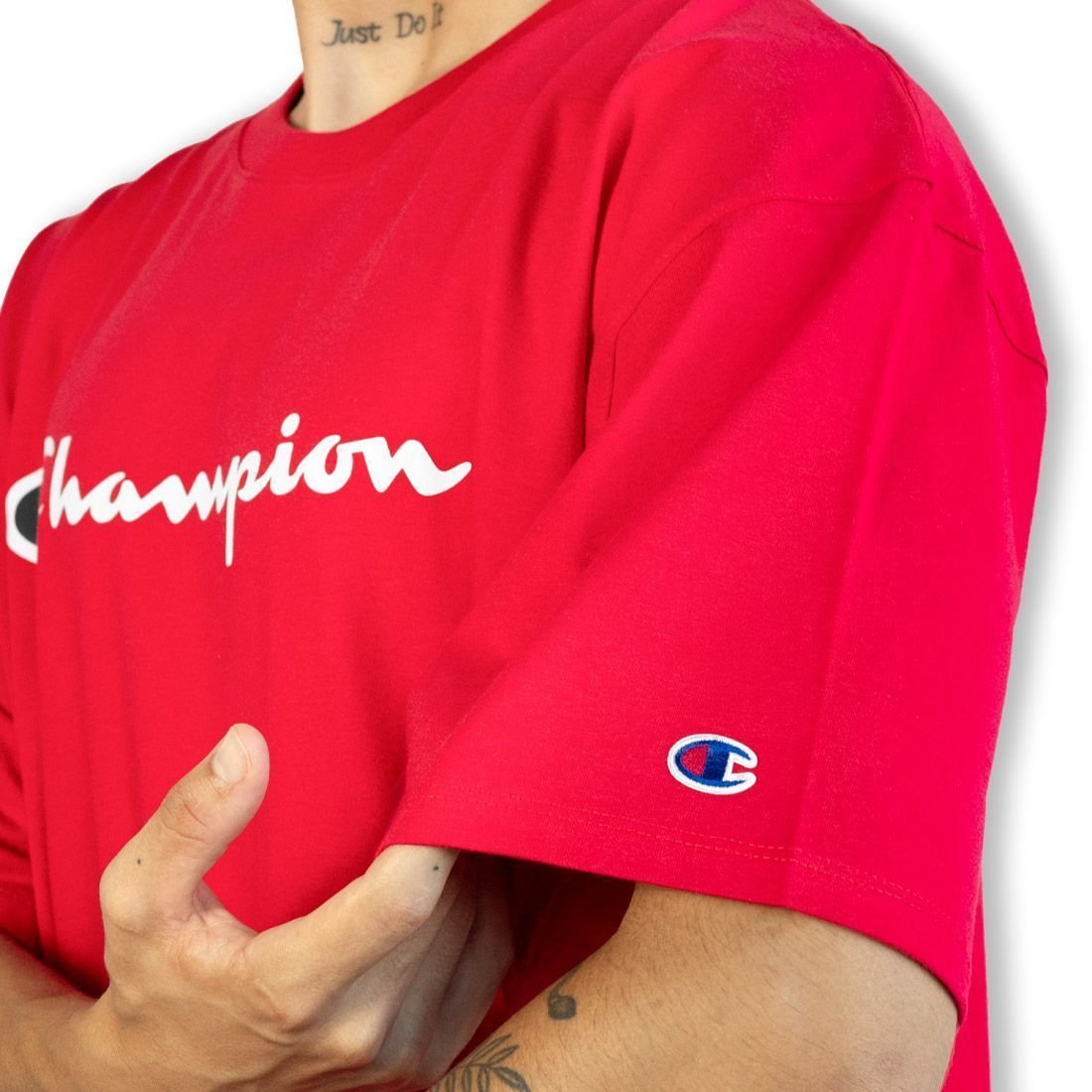 Camiseta Champion Logo Script Red Scarlet Branco 4