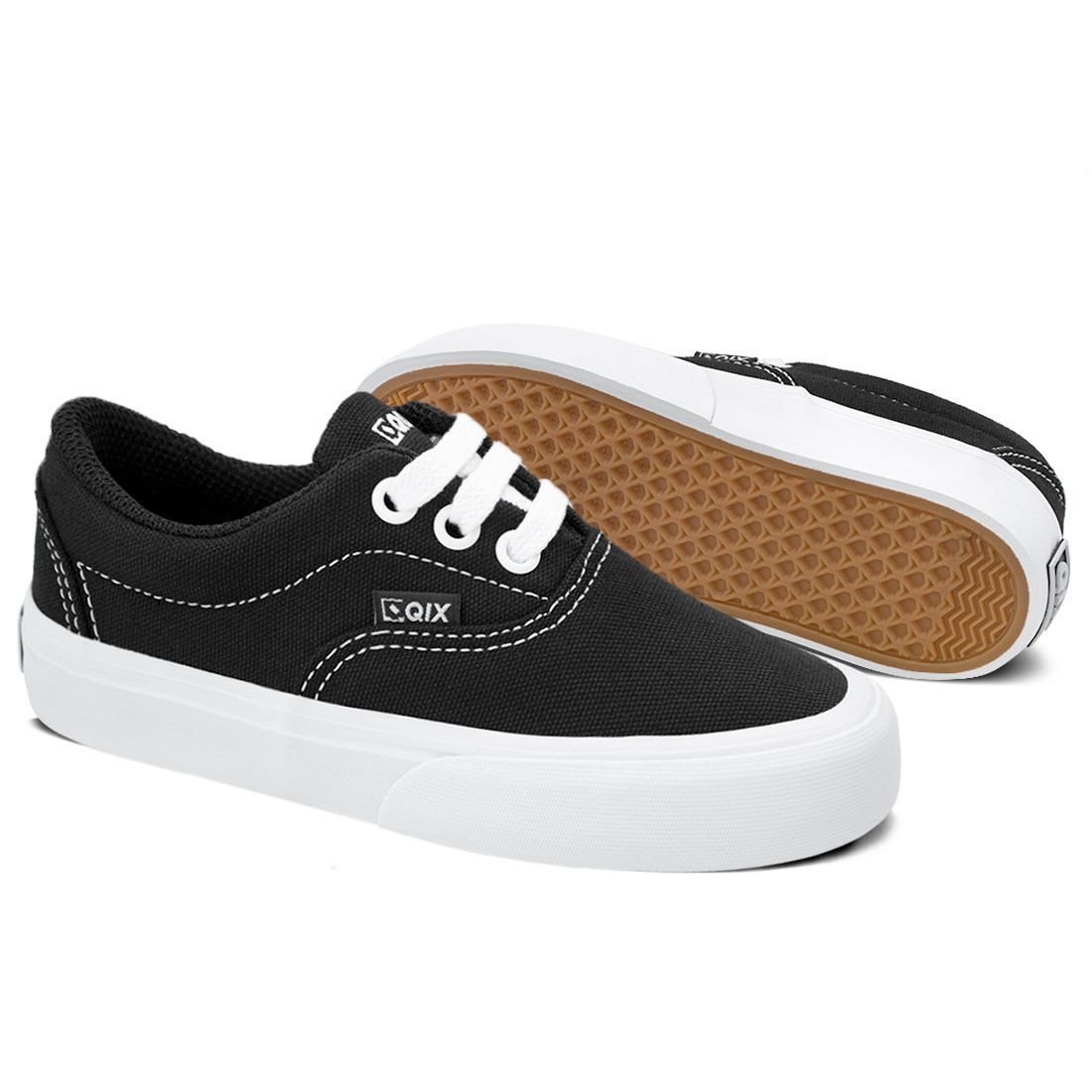 Tênis Qix Infantil Sunset Vulcanizado Unissex | Preto Branco Preto 2