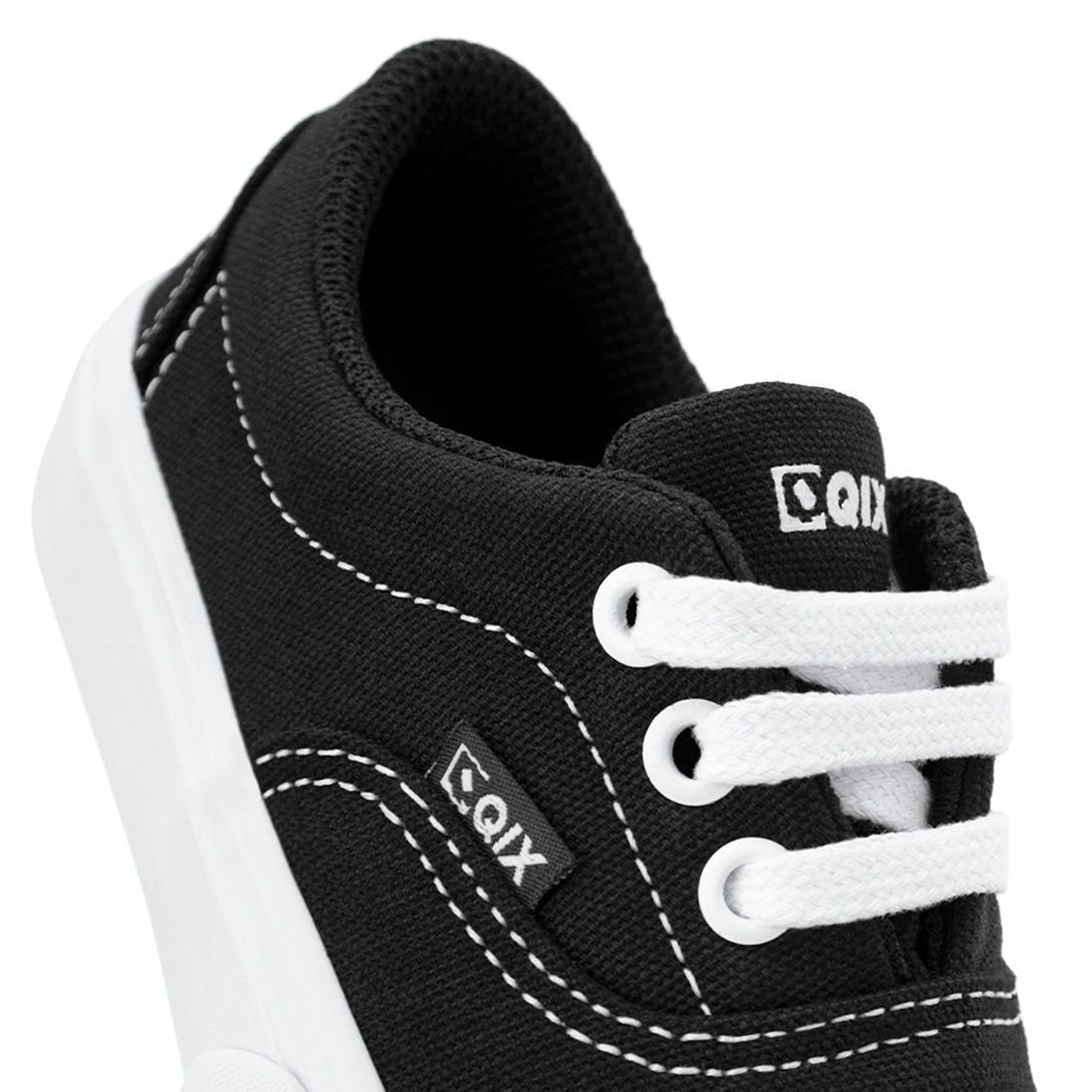 Tênis Qix Infantil Sunset Vulcanizado Unissex | Preto Branco Preto 6