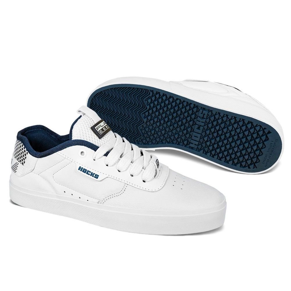 Tênis Hocks Flat Core Plus Safira Unissex | Branco Branco 2