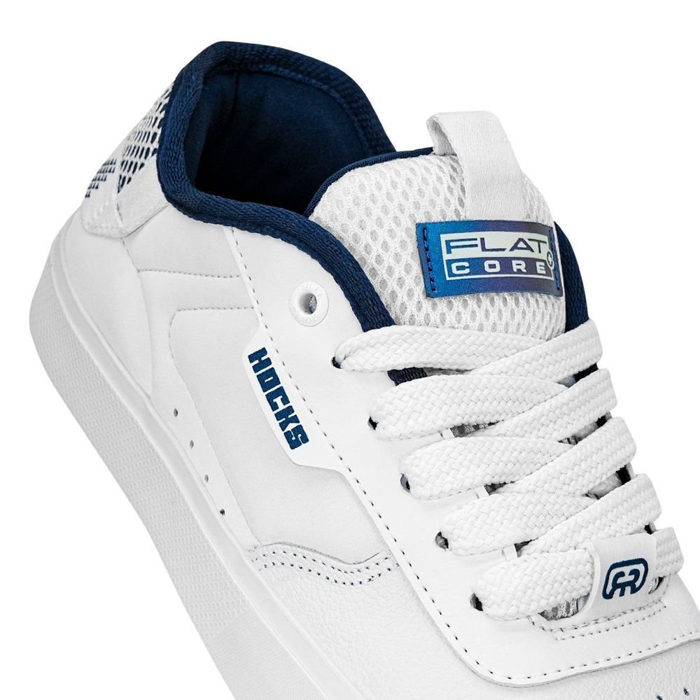Tênis Hocks Flat Core Plus Safira Unissex | Branco Branco 6