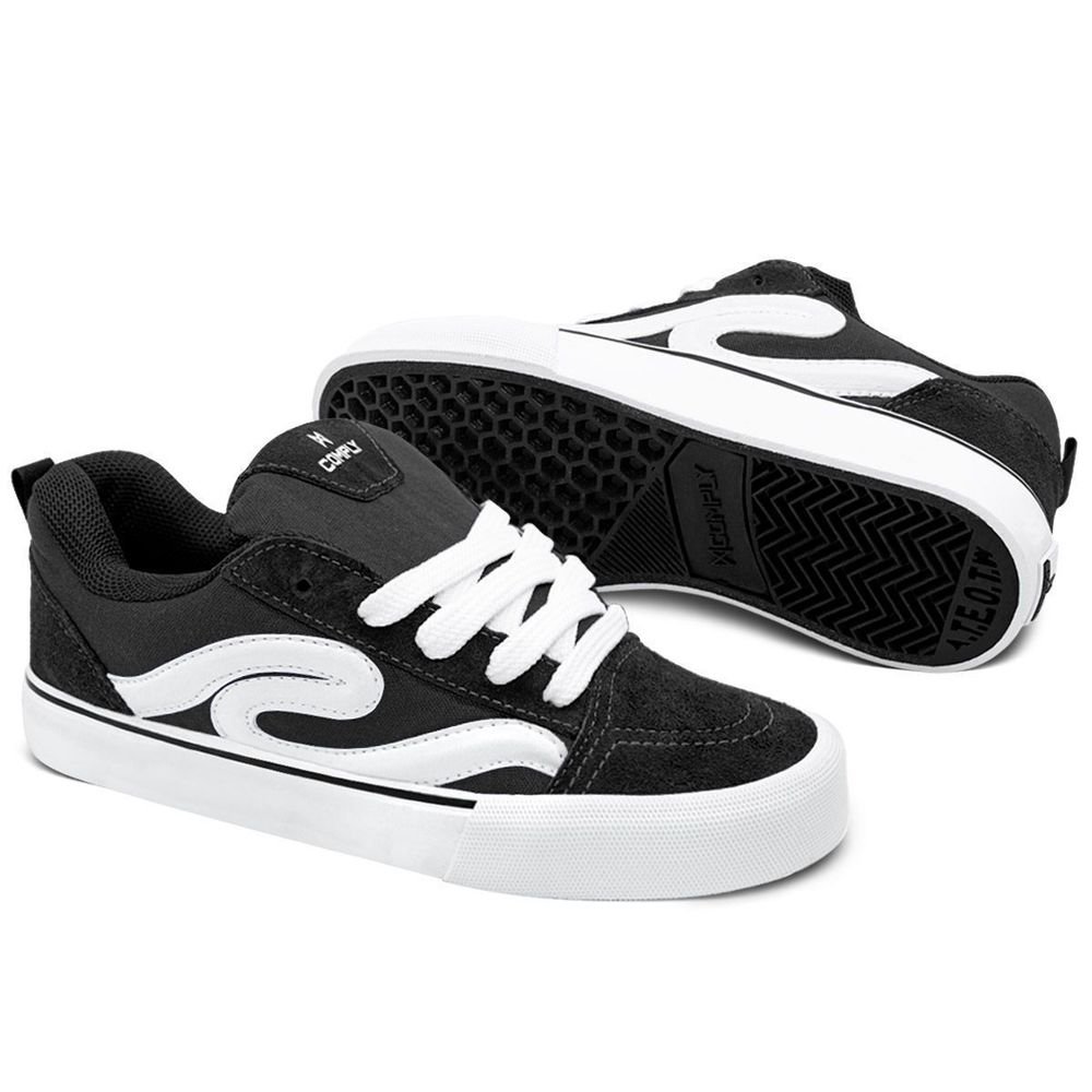 Tênis Comply Unissex Camurça Fat Lace Rogue | Preto Branco Preto 2