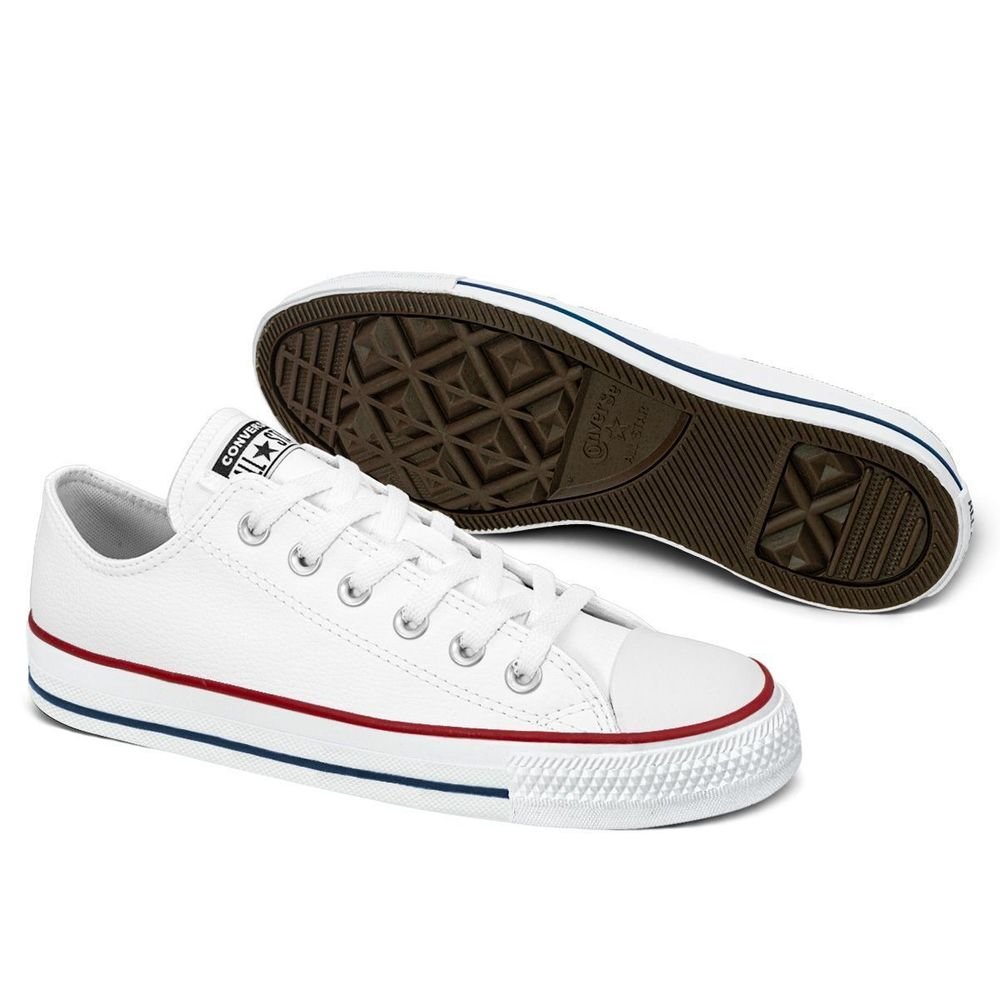 Tênis Converse Couro Unissex Cano Baixo Chuck Taylor All Star | Branco Branco 6