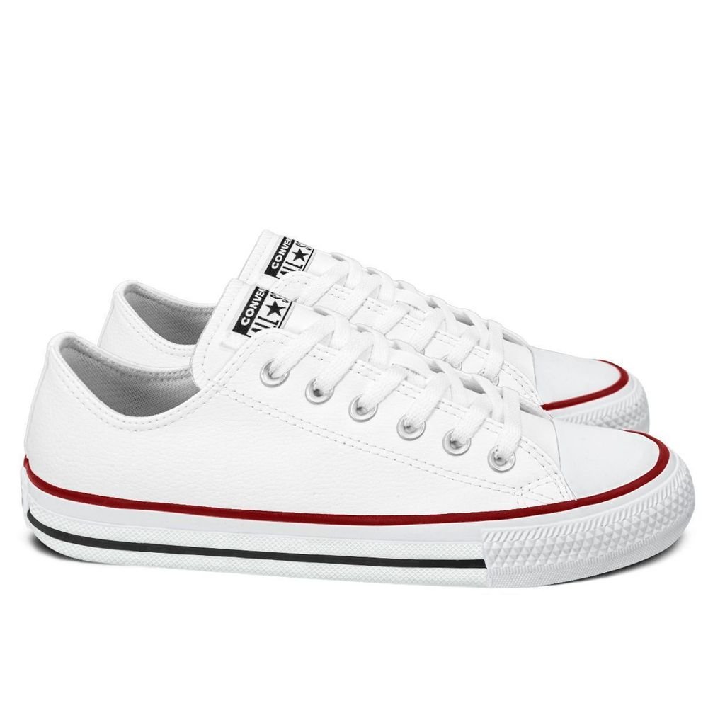 Tênis Converse Couro Unissex Cano Baixo Chuck Taylor All Star | Branco Branco 7