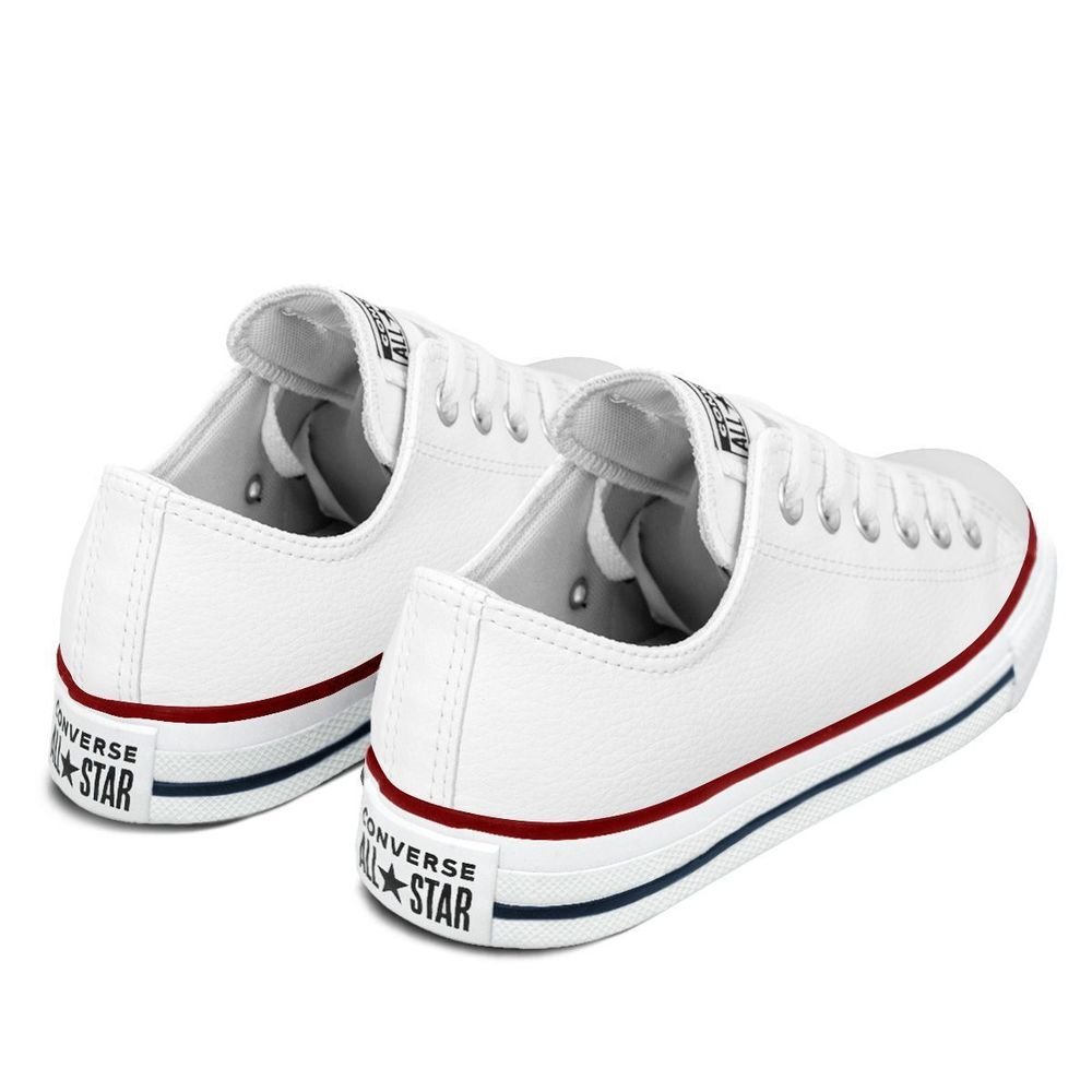 Tênis Converse Couro Unissex Cano Baixo Chuck Taylor All Star | Branco Branco 8
