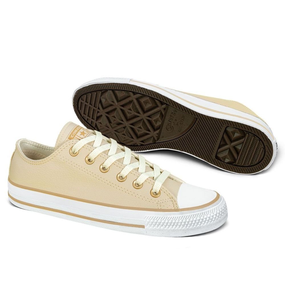 Tênis Converse Couro Unissex Chuck Taylor All Star | Nude Bege Bege 2