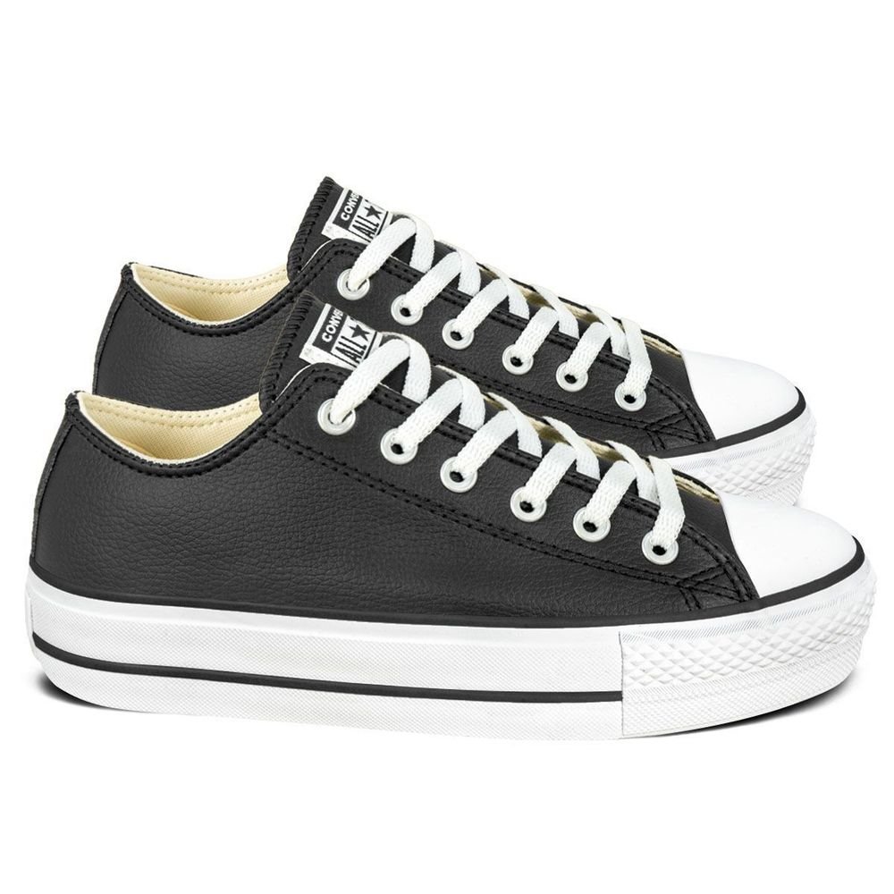 Tênis Converse Chuck Taylor All Star Lift Couro Unissex | Preto Branco Preto 3