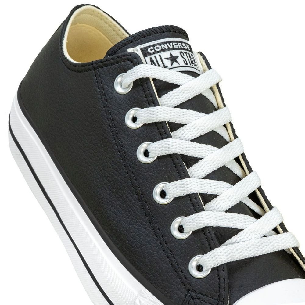 Tênis Converse Couro Unissex Lift All Star | Preto Branco Preto 6