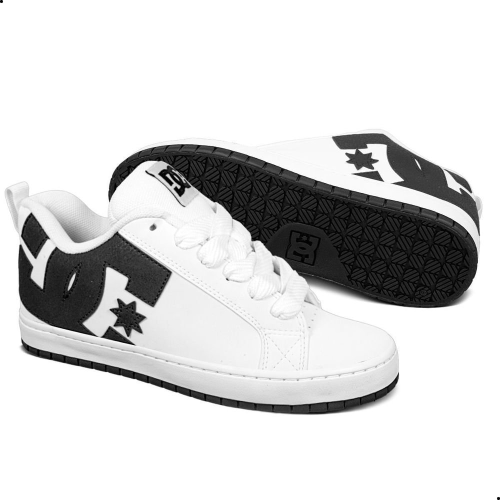 Tênis DC Shoes New Court Graffik SD Unissex | Branco Preto Branco 2