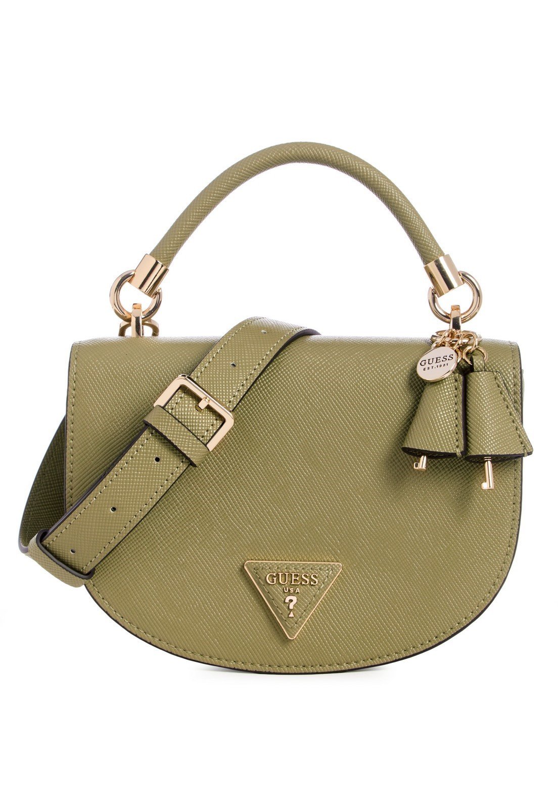 Sac Guess Gizele Girlfriend Bandoulière - Vert Sauge - 29x20x8 Cm - Taille Media - Sac Femme Tendance En Toile Enduite