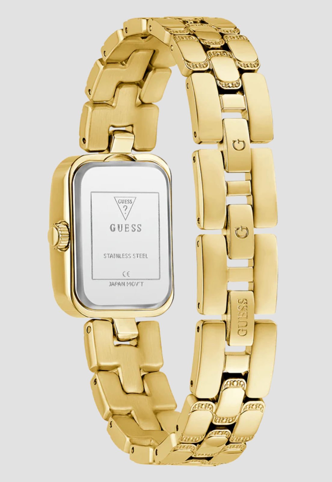 Relógio Retangular Aço Cristal Dourado Dourado 6