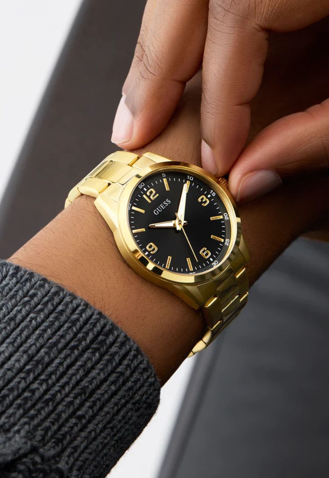 Relógio Redondo Analógico Aço Dourado Dourado 2