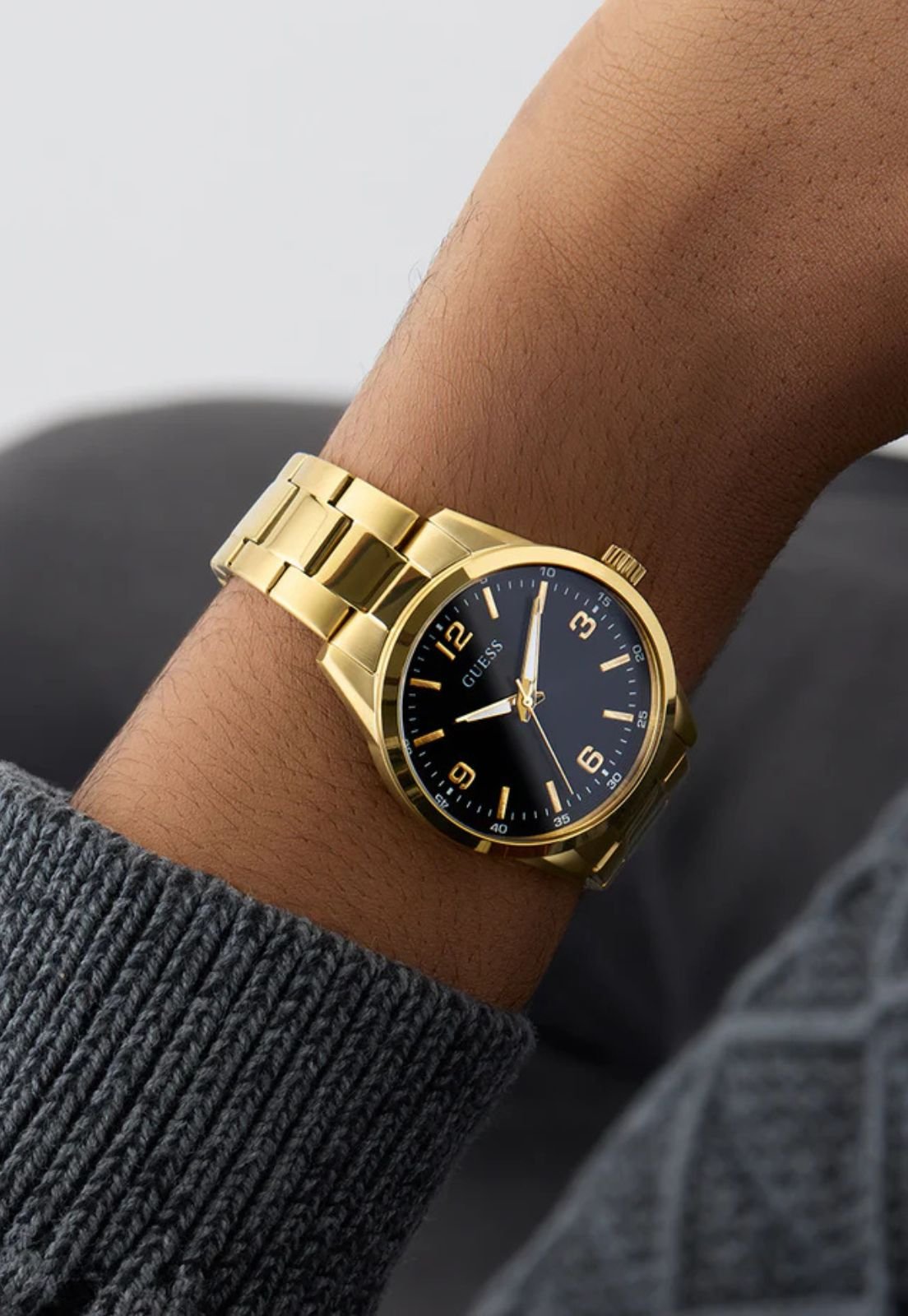 Relógio Redondo Analógico Aço Dourado Dourado 6