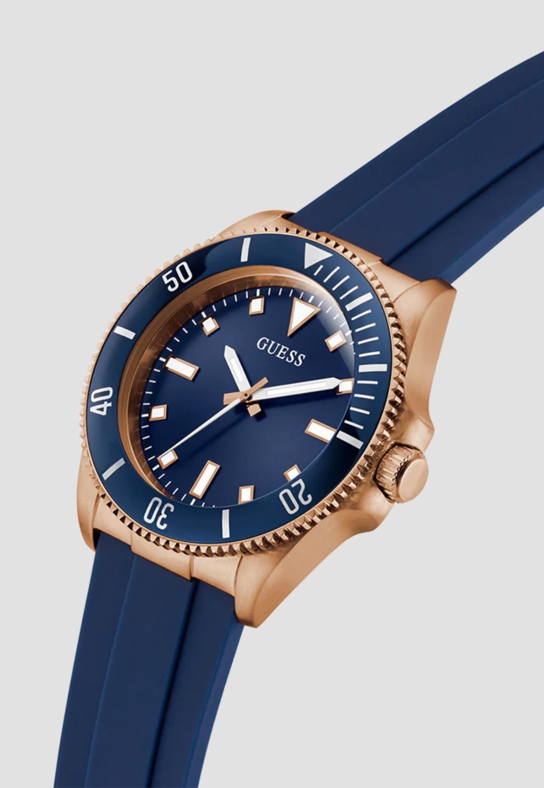 Relógio Sport Silicone Aço Rosê e Azul Bronze 4