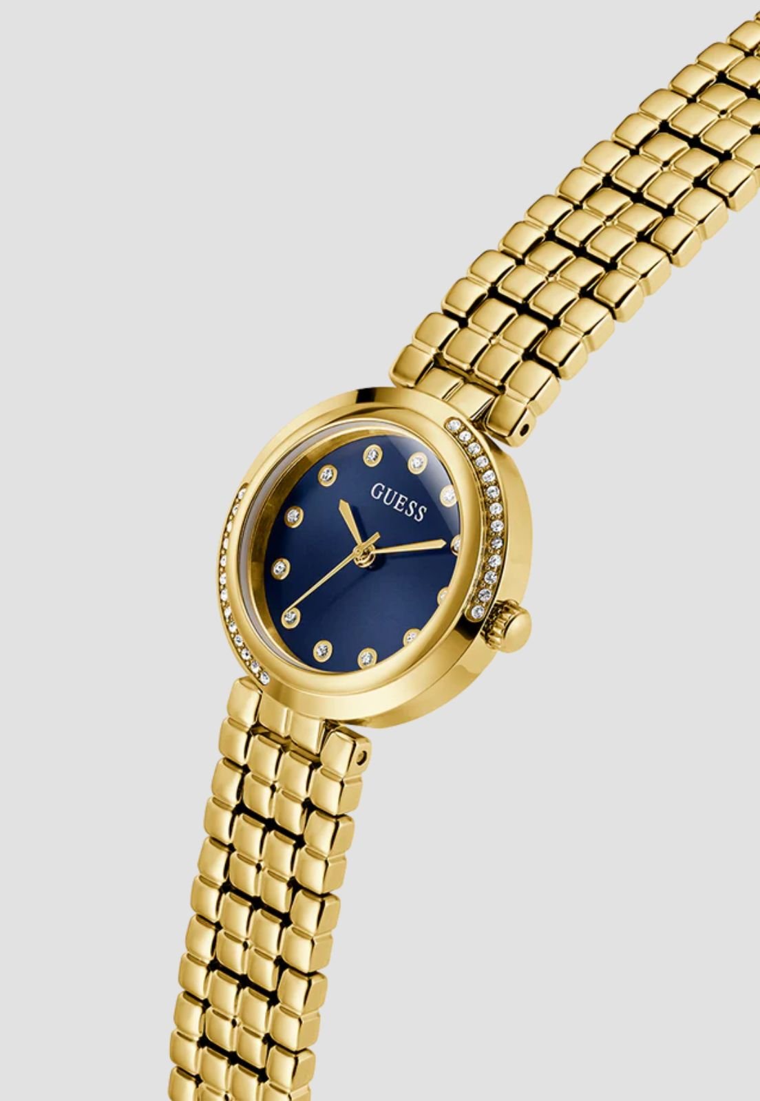 Relógio Redondo Analógico Azul e Dourado Dourado 4