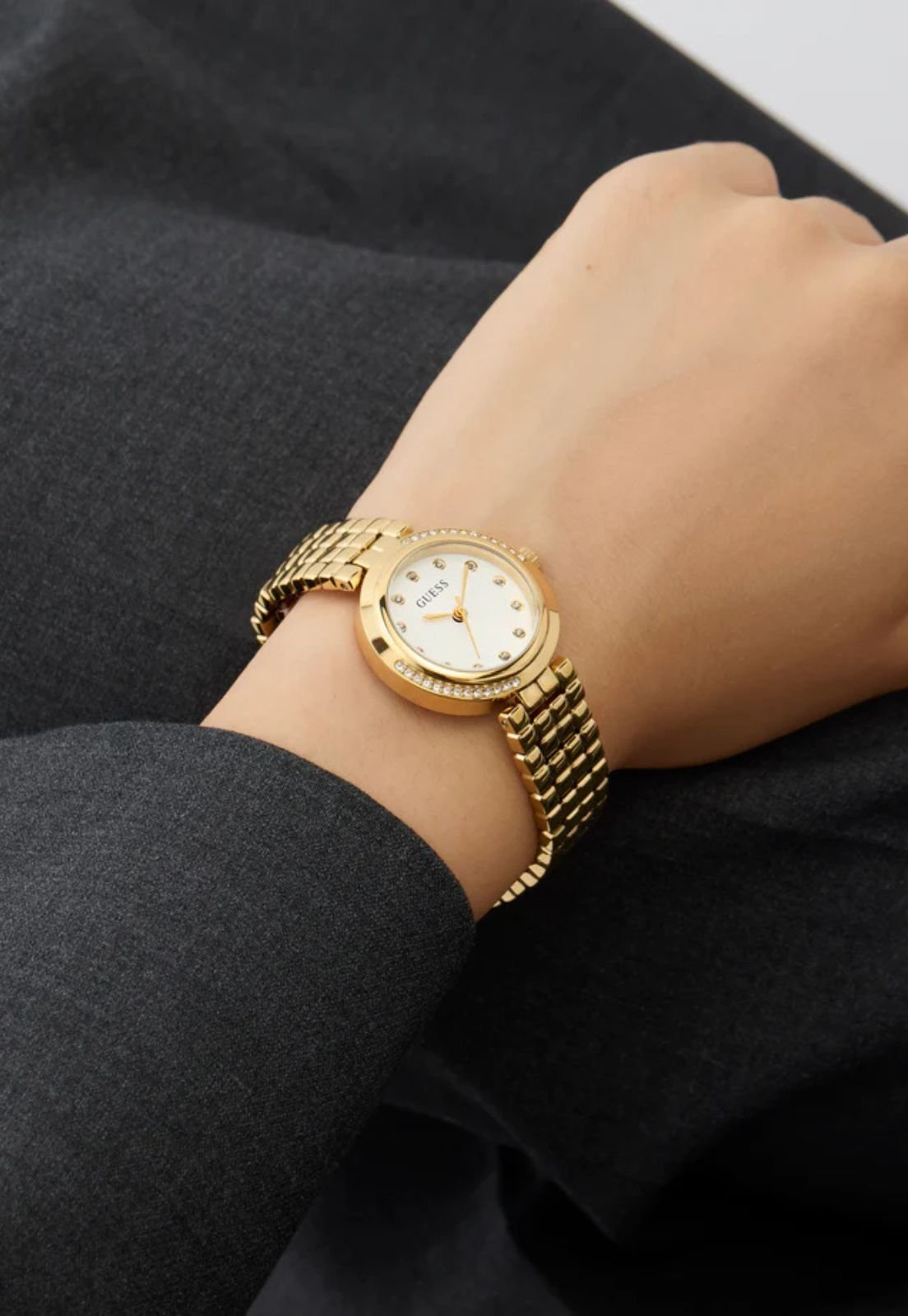 Relógio Redondo Analógico Aço Dourado Dourado 5