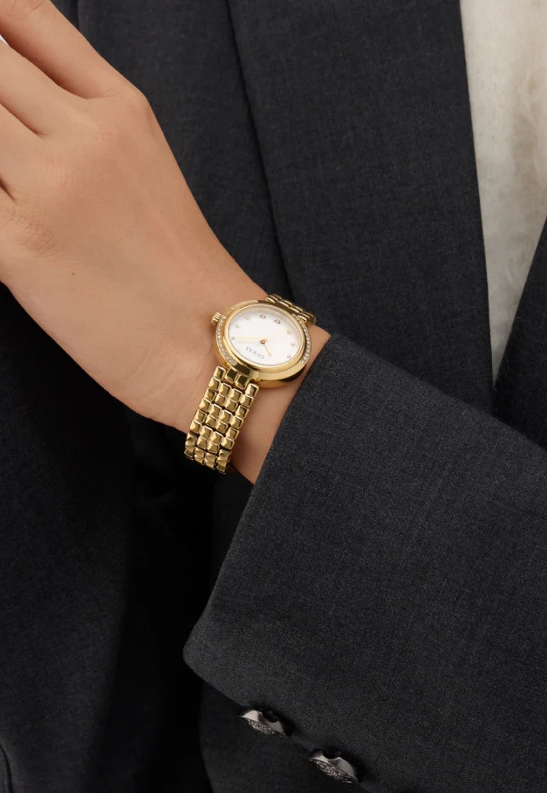 Relógio Redondo Analógico Aço Dourado Dourado 6