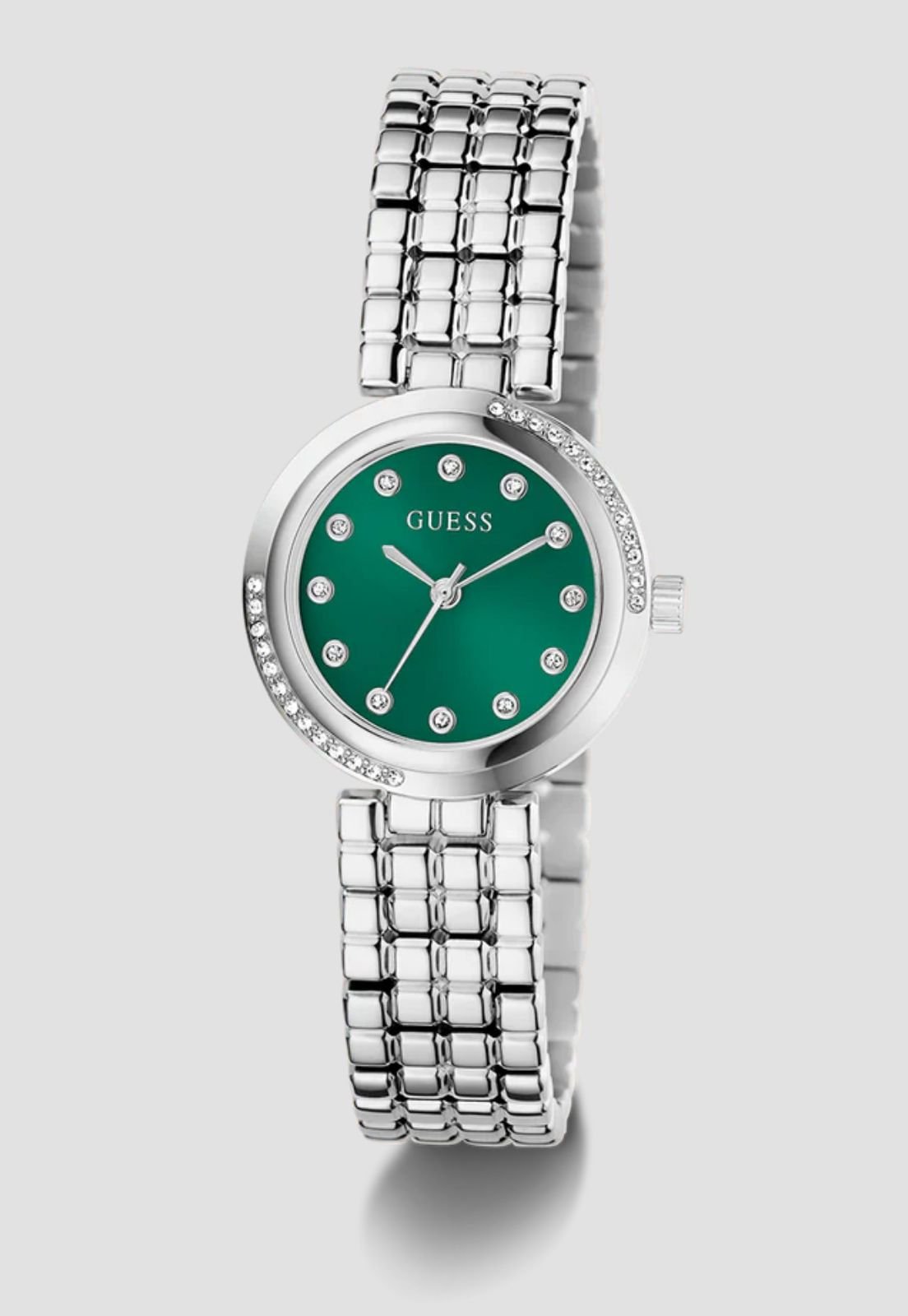 Relógio Aço Redondo Analógico Verde e Prata Prata 3