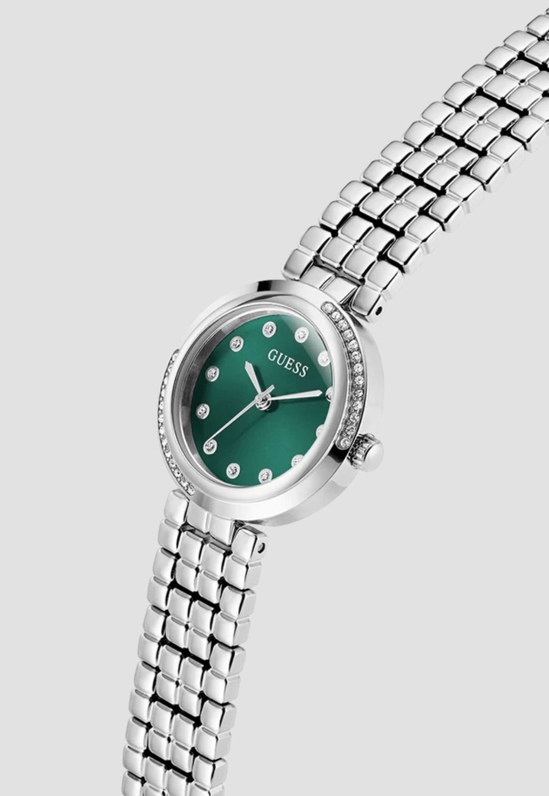 Relógio Aço Redondo Analógico Verde e Prata Prata 4