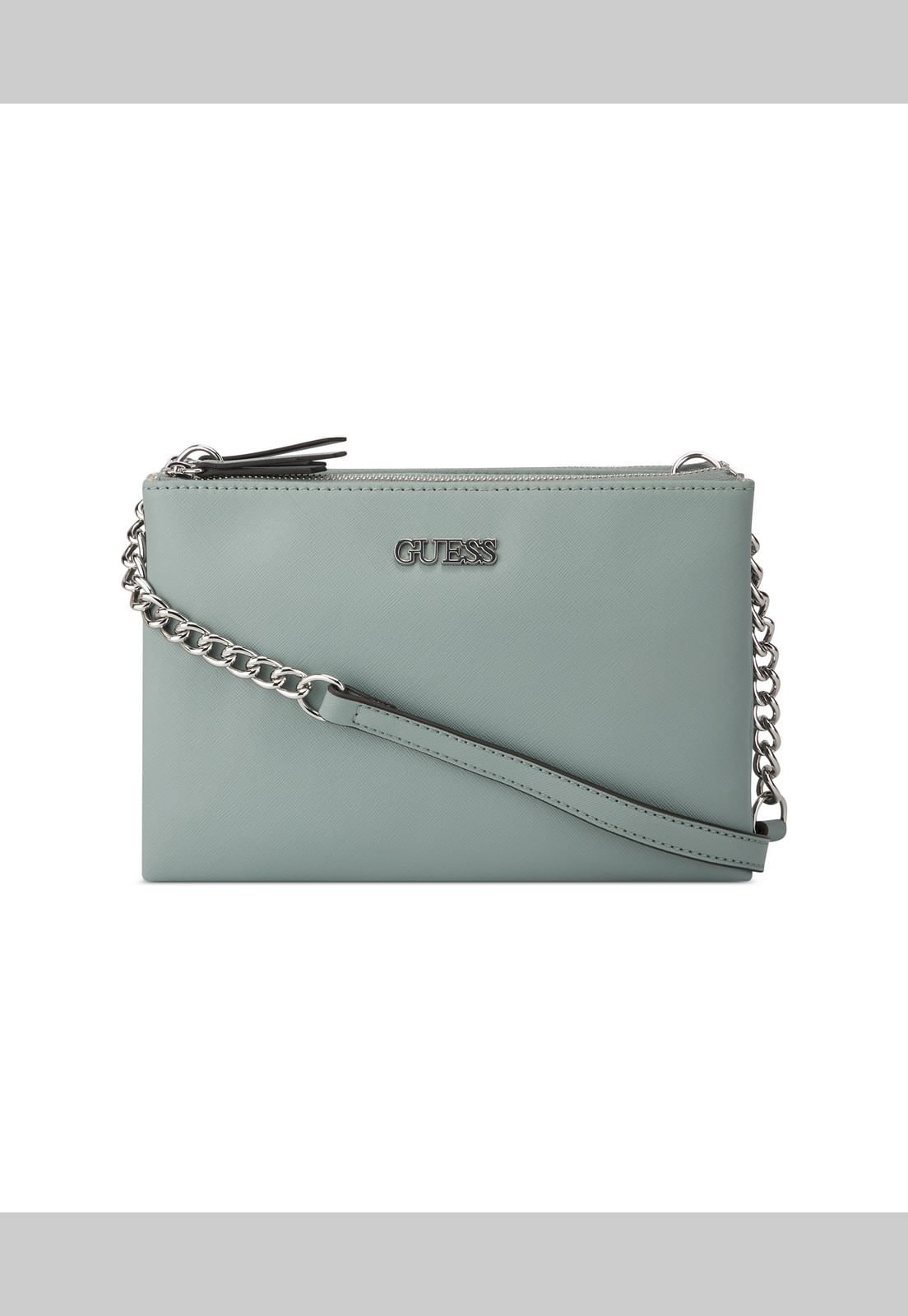 Bolsa Mcclain Mini Dbl Zip Crossbody Guess Verde Claro Azul Claro 5