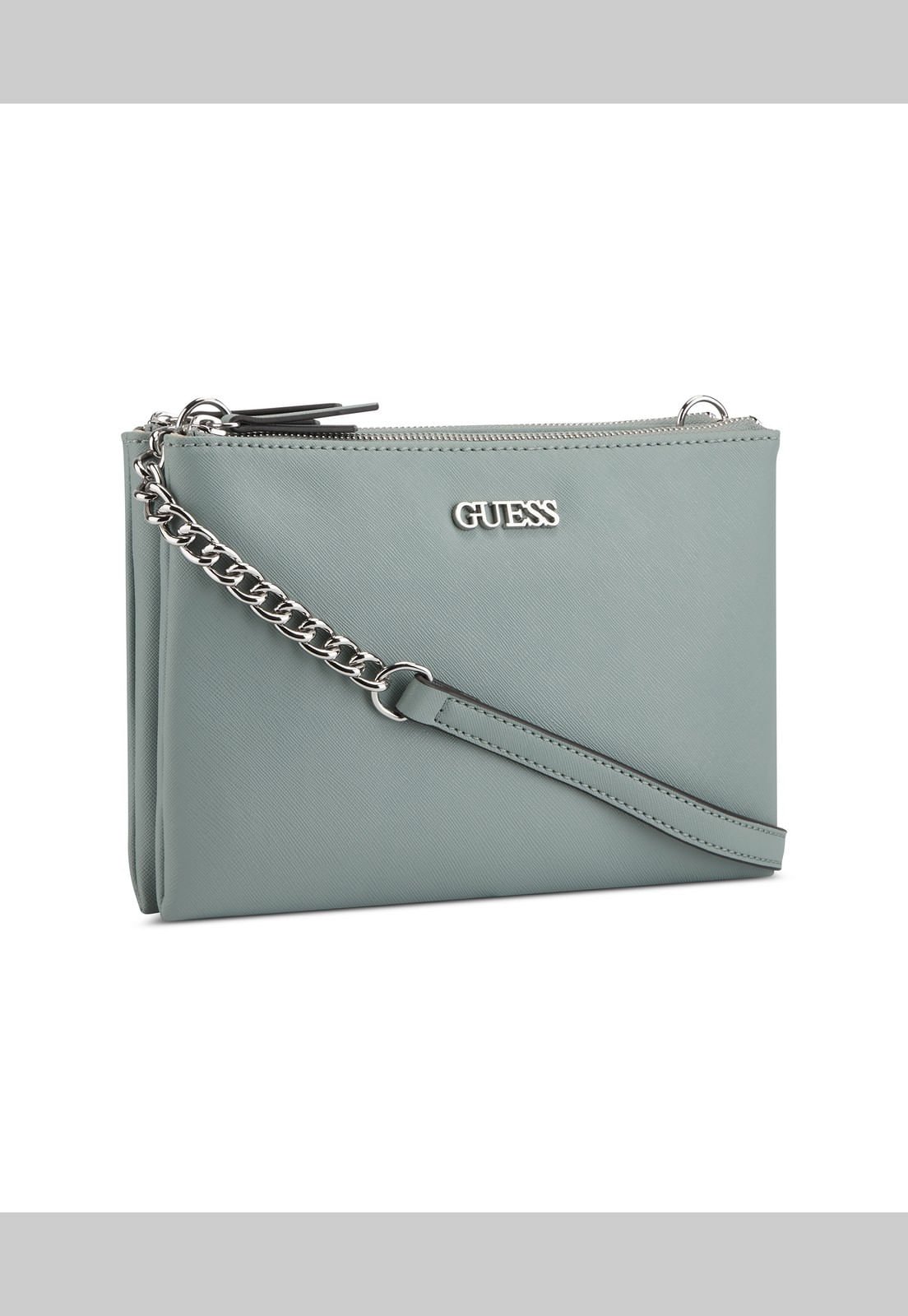 Bolsa Mcclain Mini Dbl Zip Crossbody Guess Verde Claro Azul Claro 6