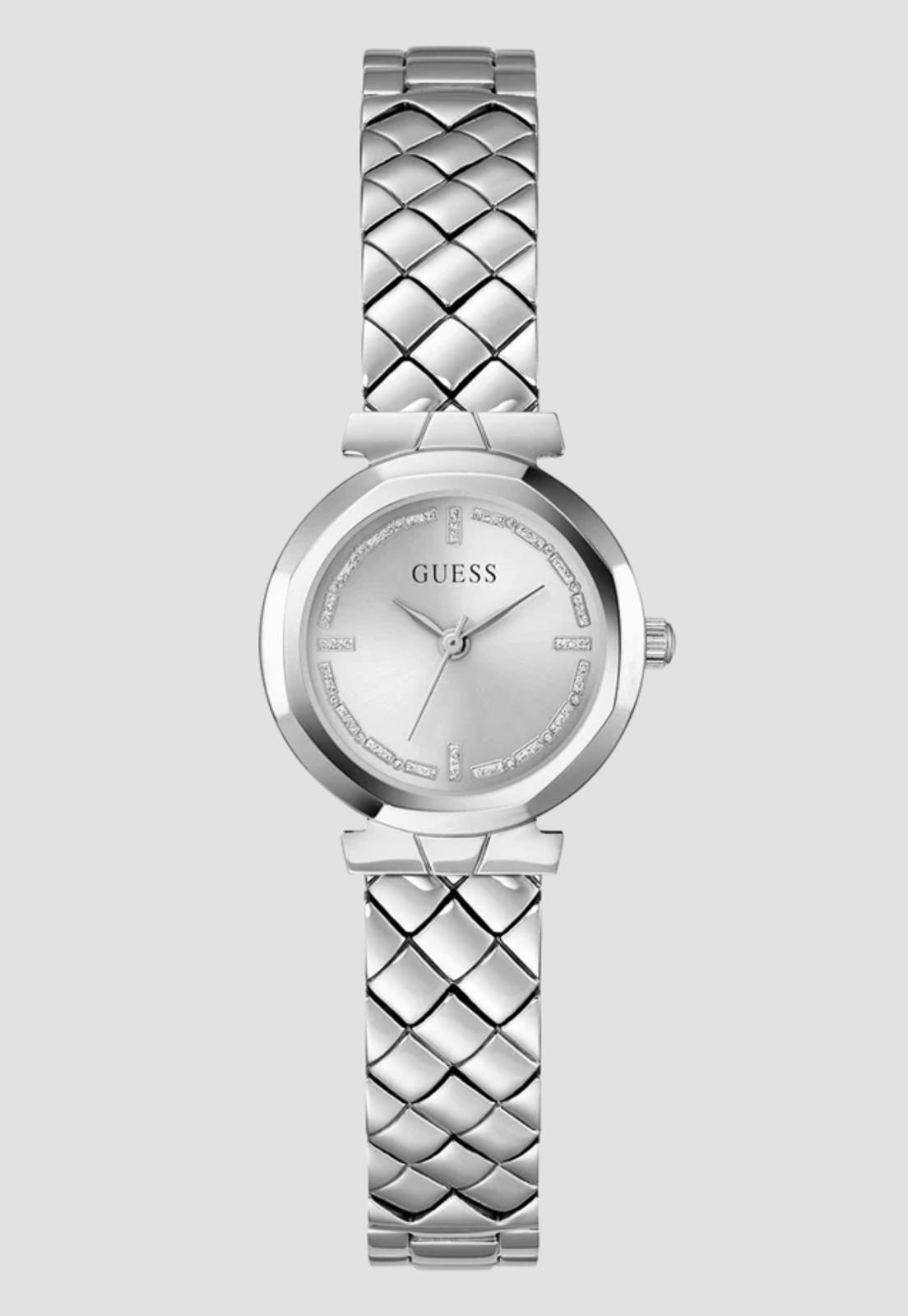 Relógio Redondo Analógico Brilho Prata