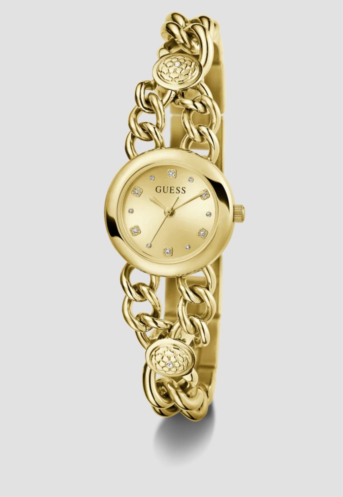 Relógio Redondo Pulseira Corrente Dourado Dourado 3