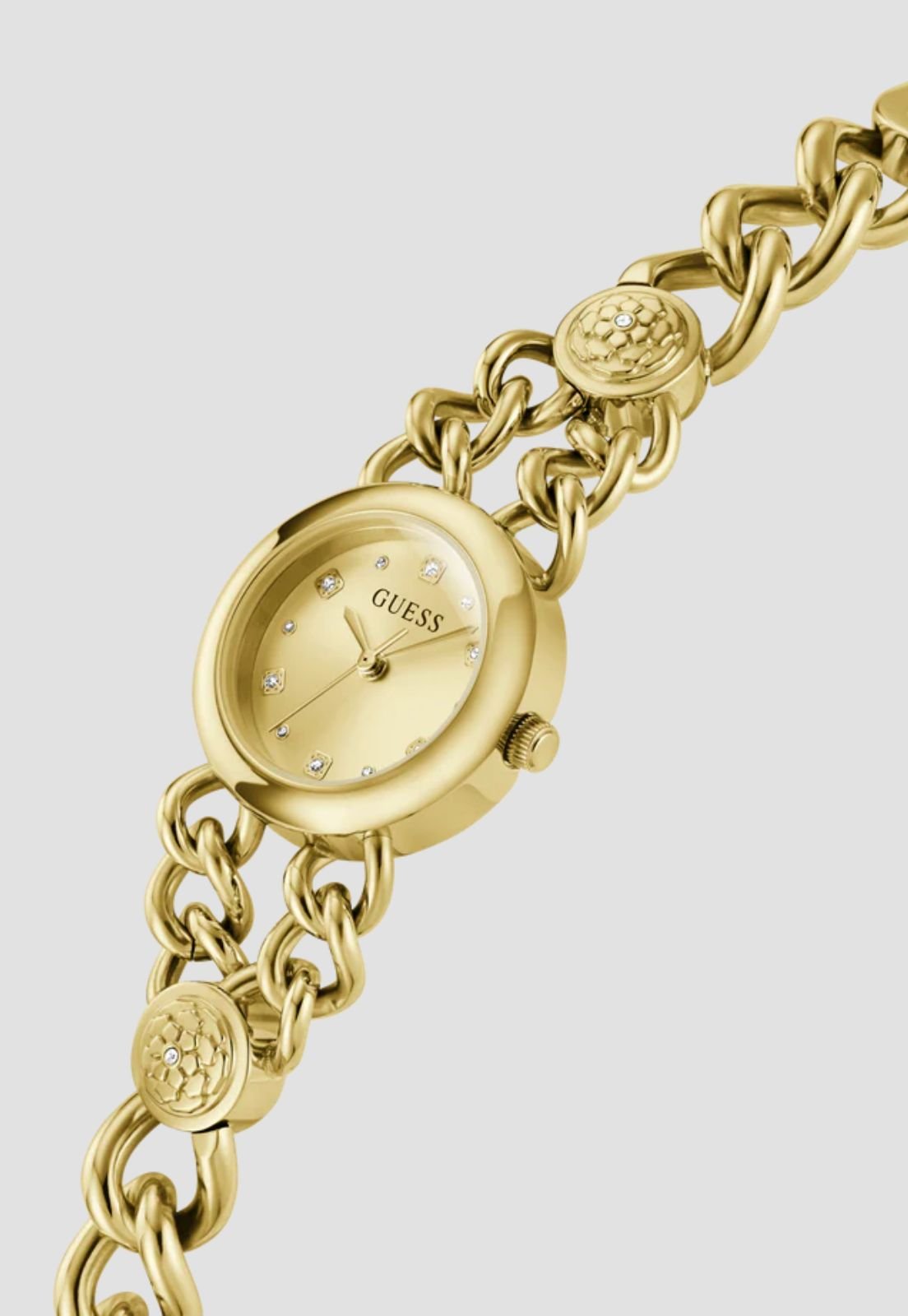 Relógio Redondo Pulseira Corrente Dourado Dourado 5