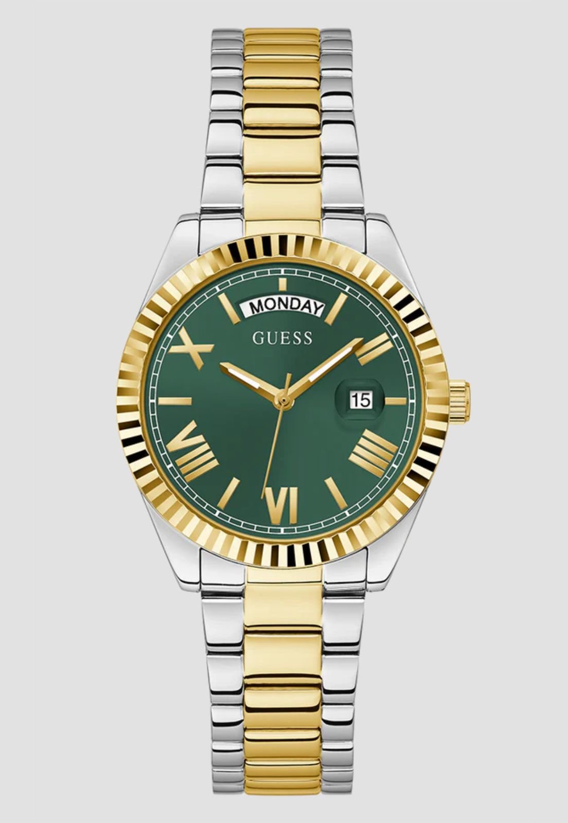 Relógio Redondo Analógico Verde e Dourado