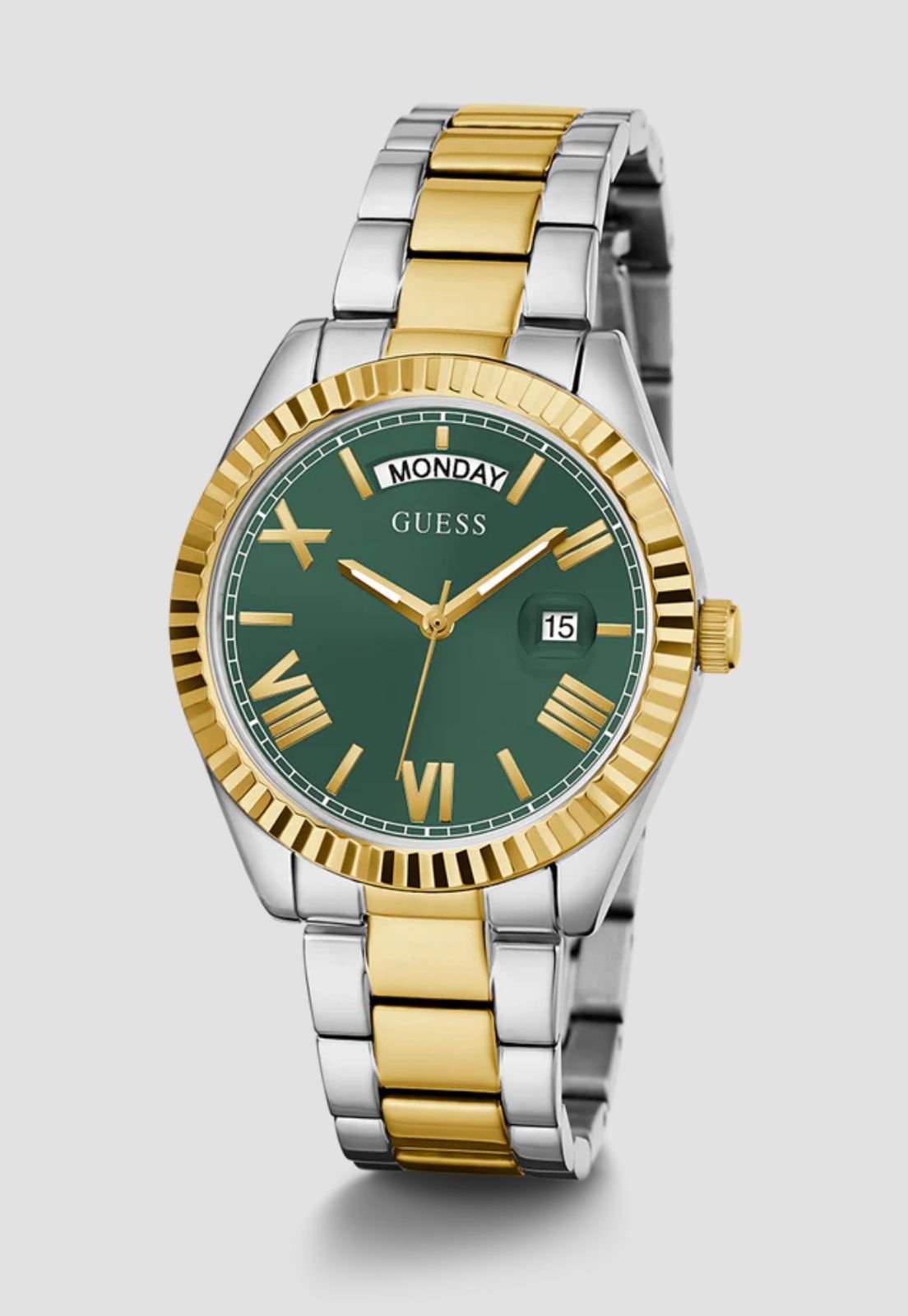 Relógio Redondo Analógico Verde e Dourado Dourado/Prata 2