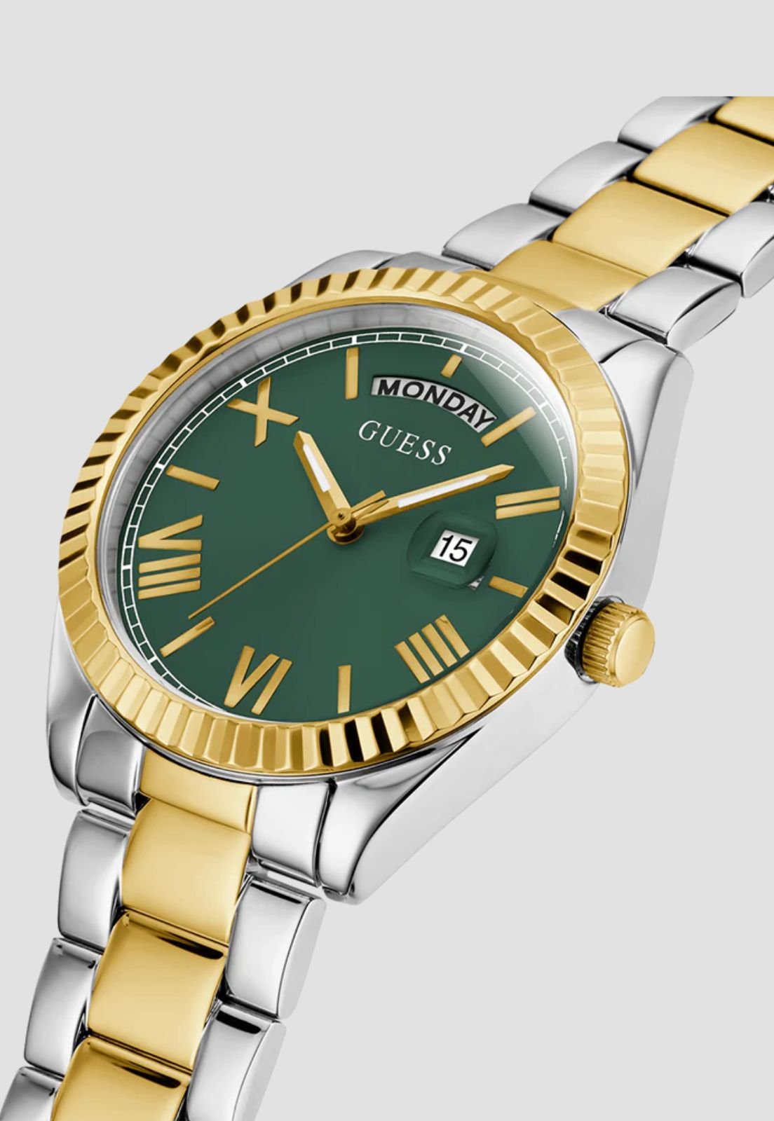 Relógio Redondo Analógico Verde e Dourado Dourado/Prata 3