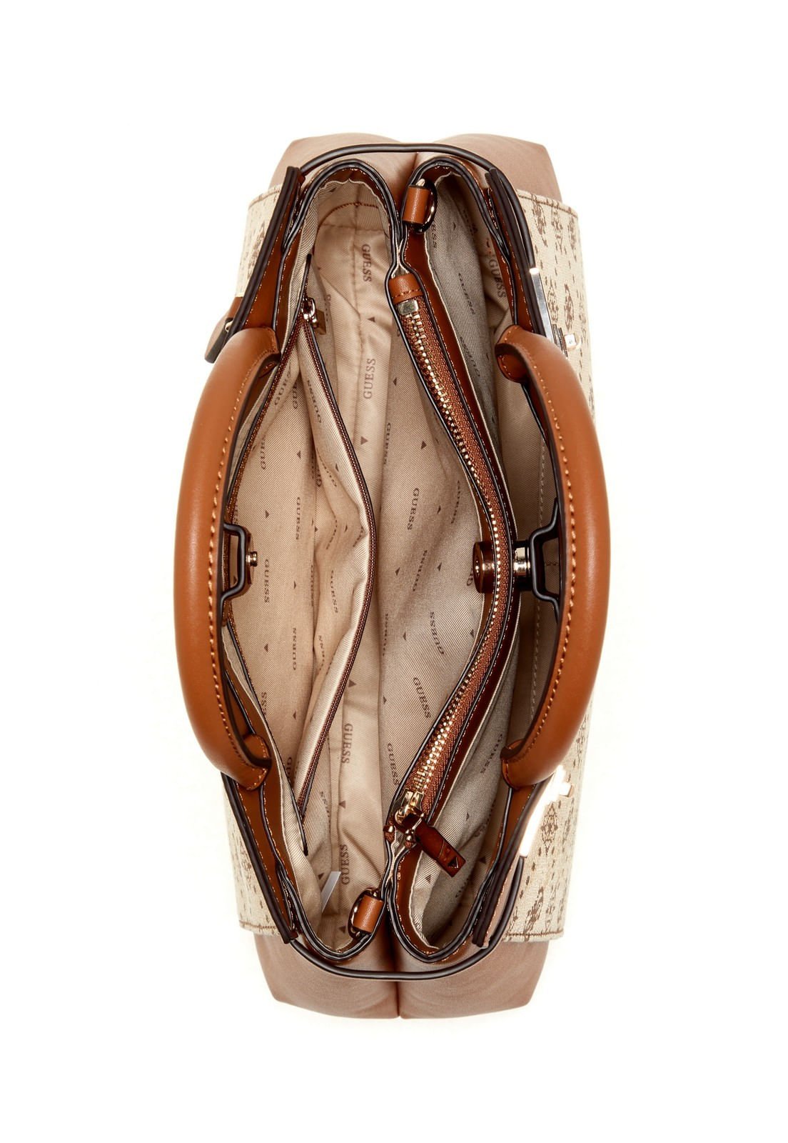 Bolsa Melinda Logo Tri Comp Satchel Bege Bege 4