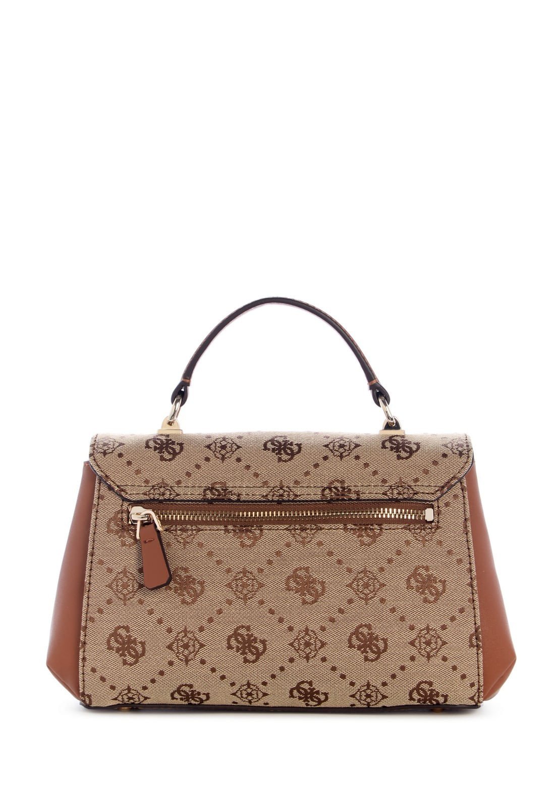 Bolsa Melinda Logo Top Handle Flap Bege Bege 3