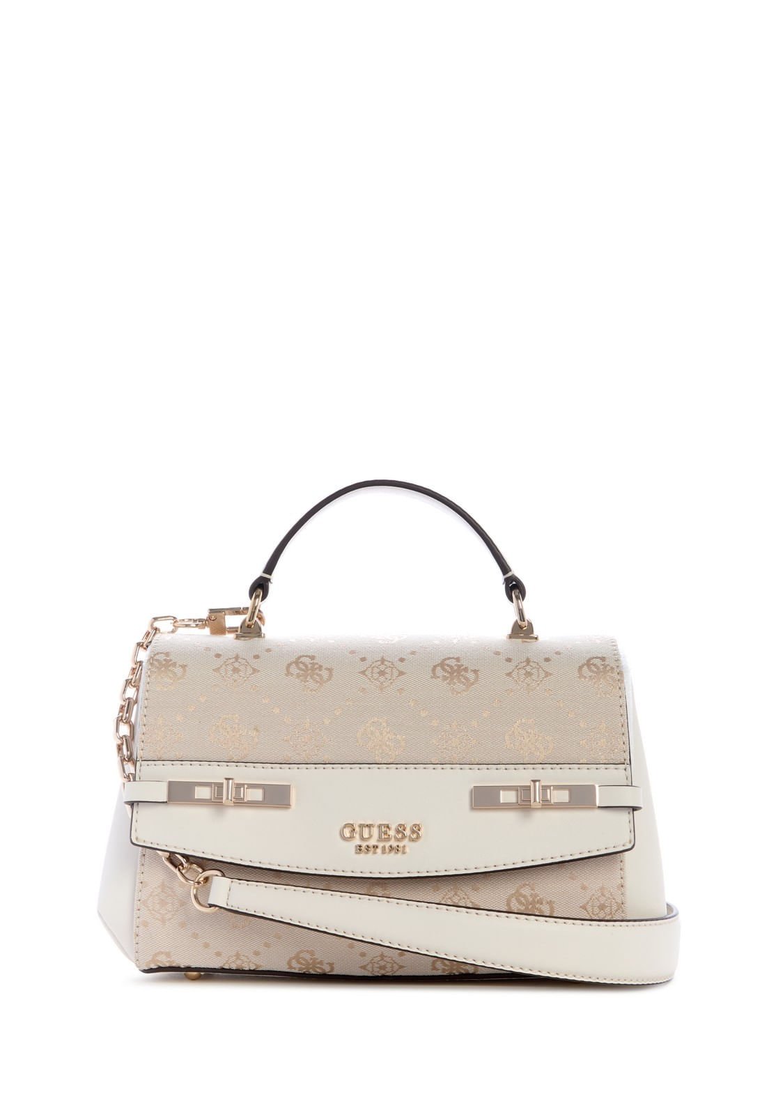 Bolsa Melinda Logo Top Handle Flap Off White