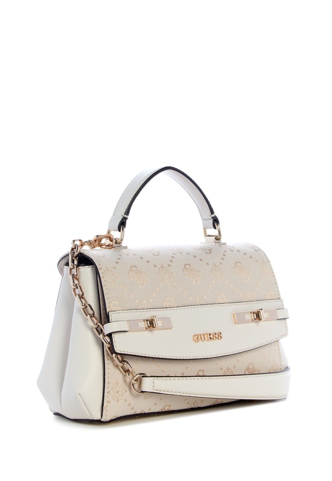 Bolsa Melinda Logo Top Handle Flap Off White Off White 2