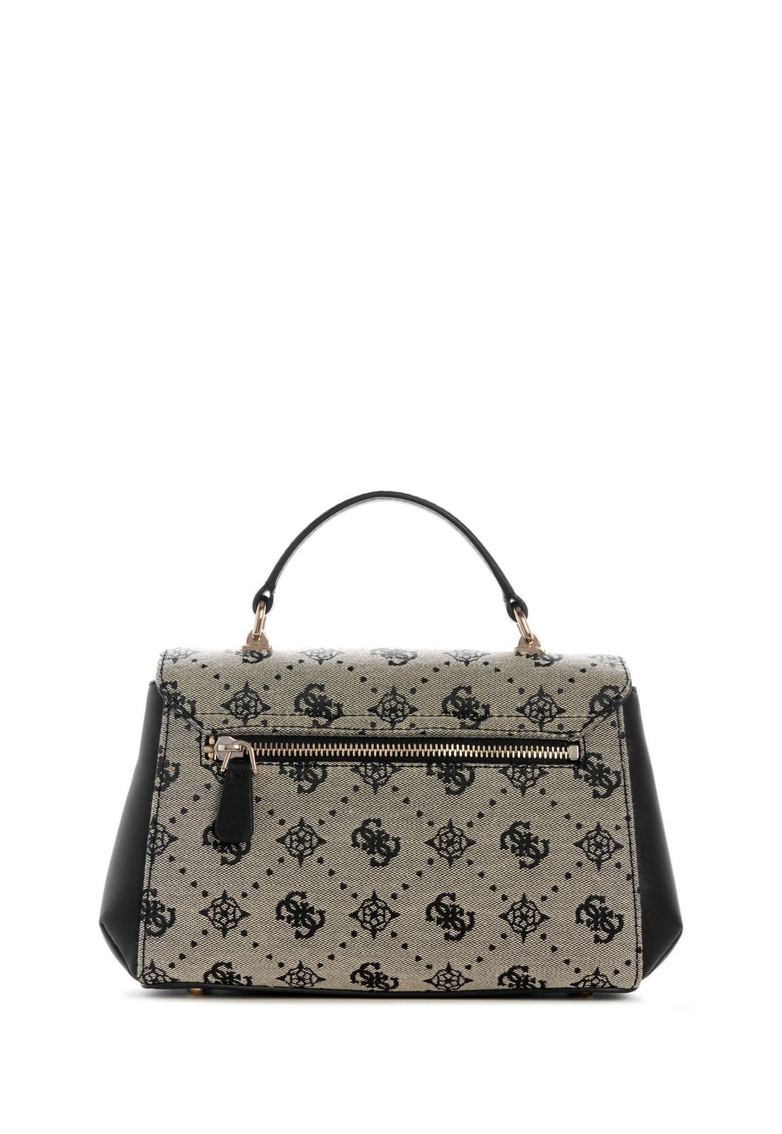 Bolsa Melinda Logo Top Handle Flap Preto Preto 3