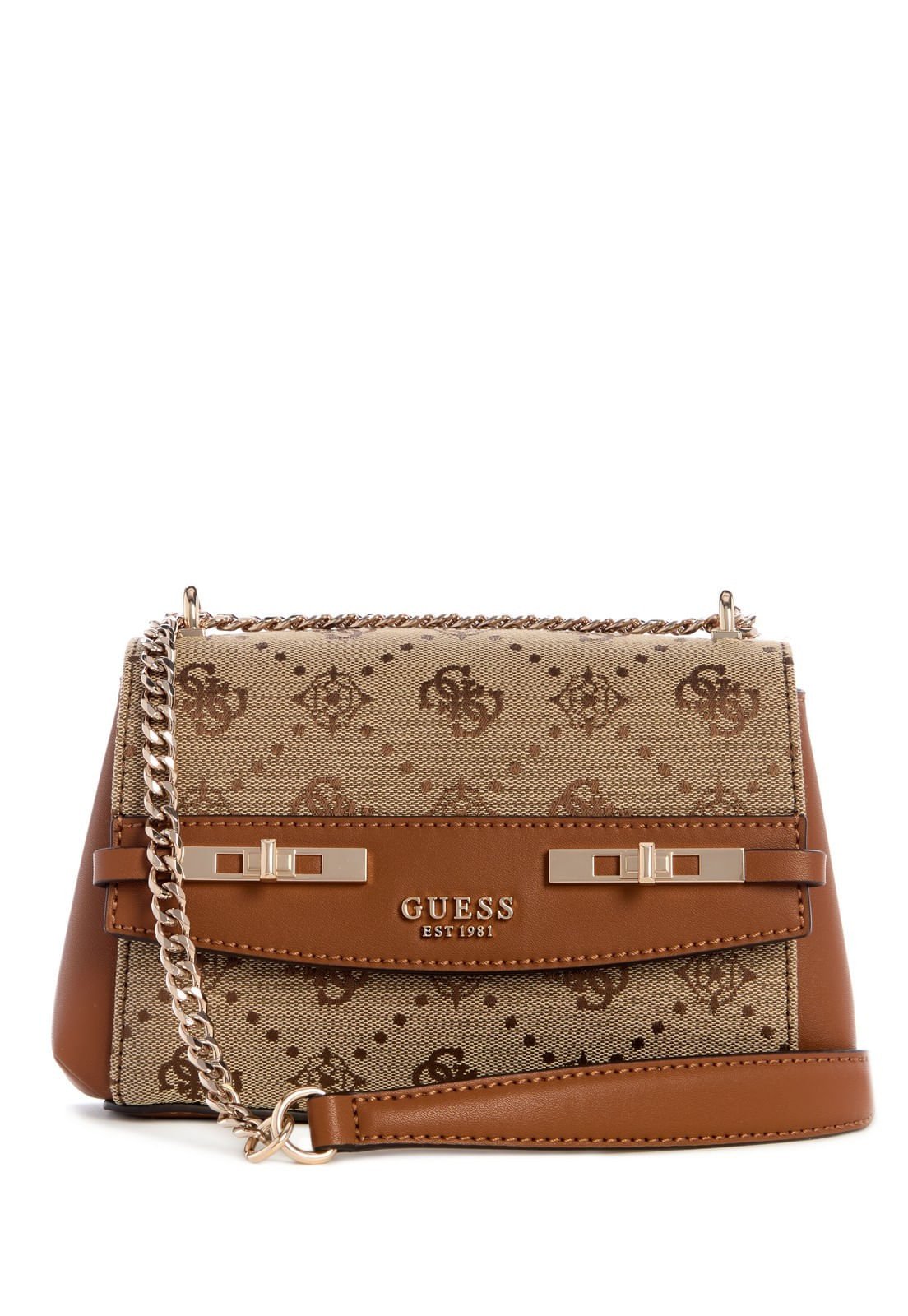 Bolsa Mini Melinda Logo Transversal Flap Bege