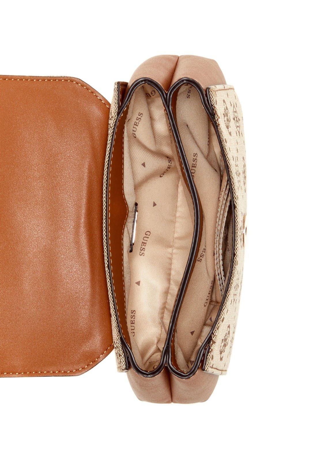 Bolsa Mini Melinda Logo Transversal Flap Bege Bege 4