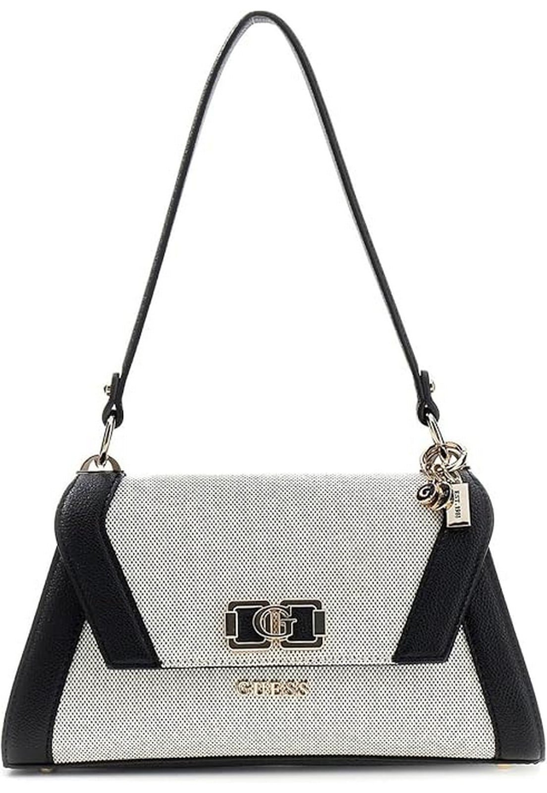 Bolsa Karnilla Flap Shoulder Bag Off White e Preta