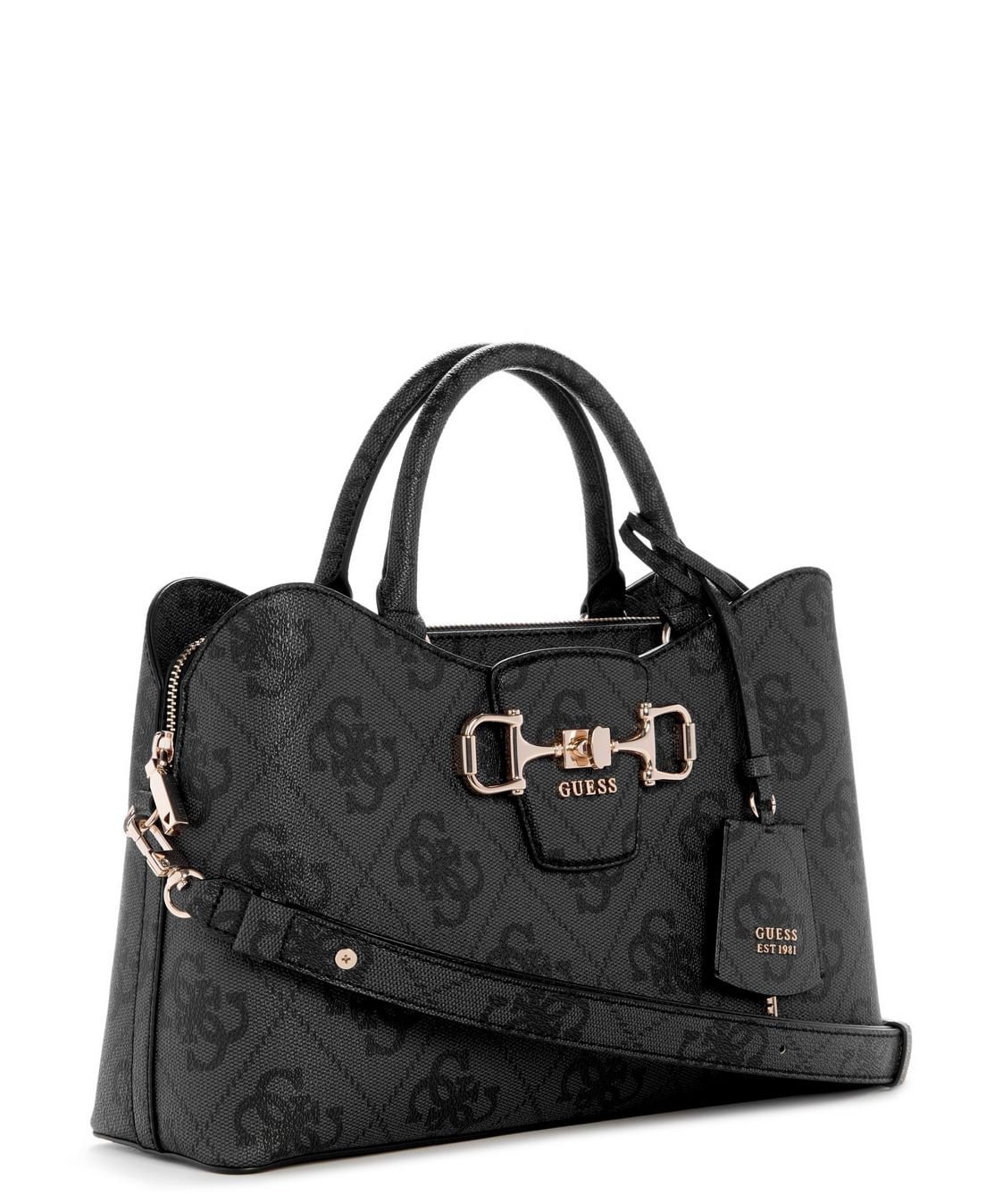 Bolsa Janie Logo Girlfriend Satchel Preto Preto 2