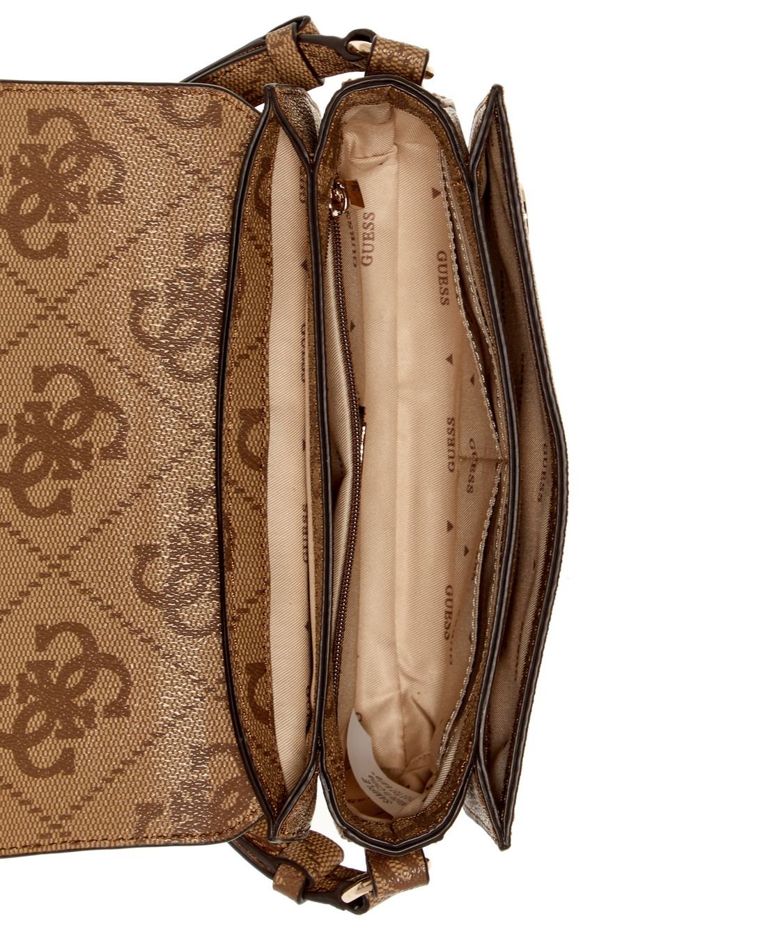 Bolsa Janie Logo Transversal Flap Bege Bege 4