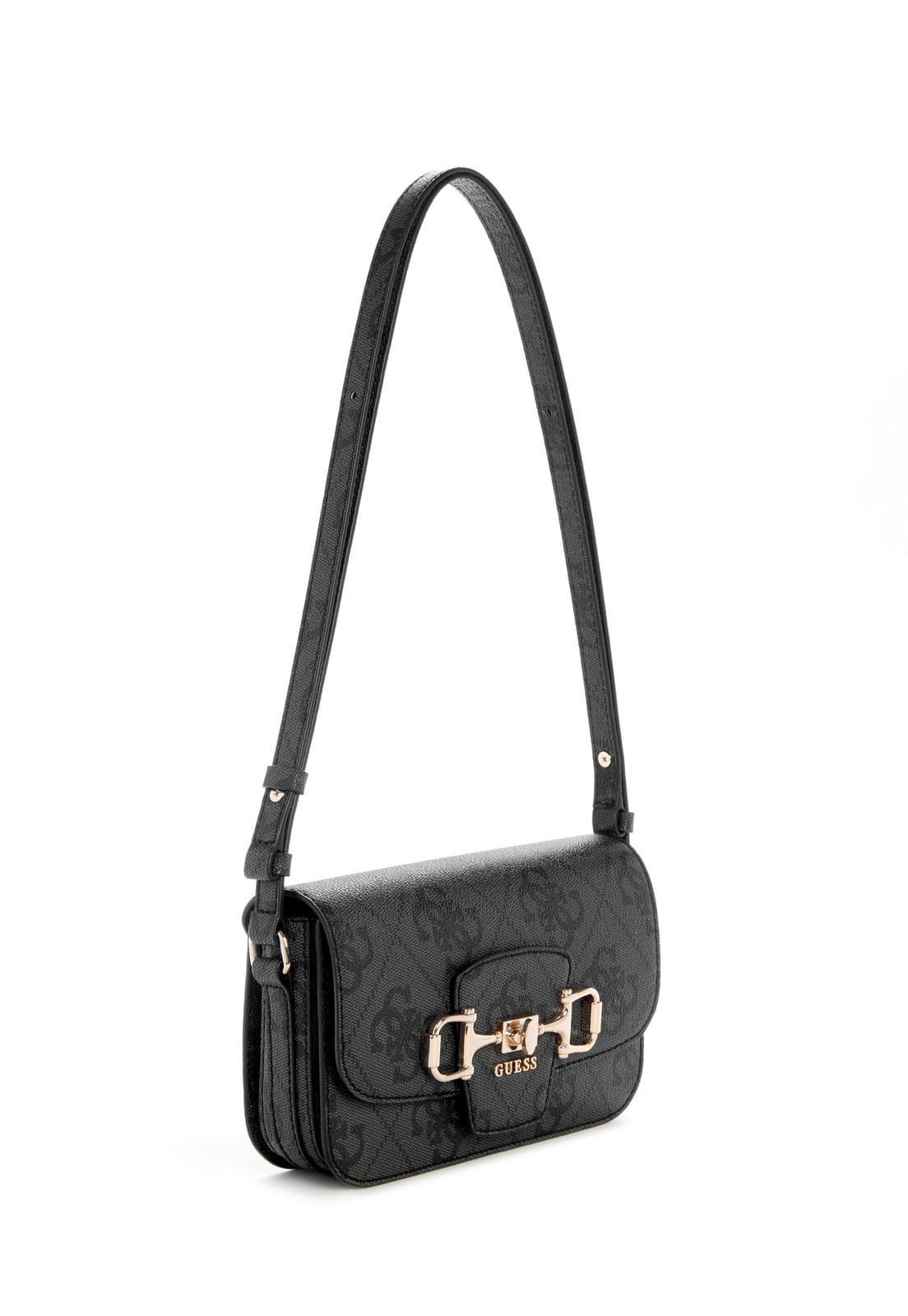 Bolsa Janie Logo Transversal Flap Preto 2